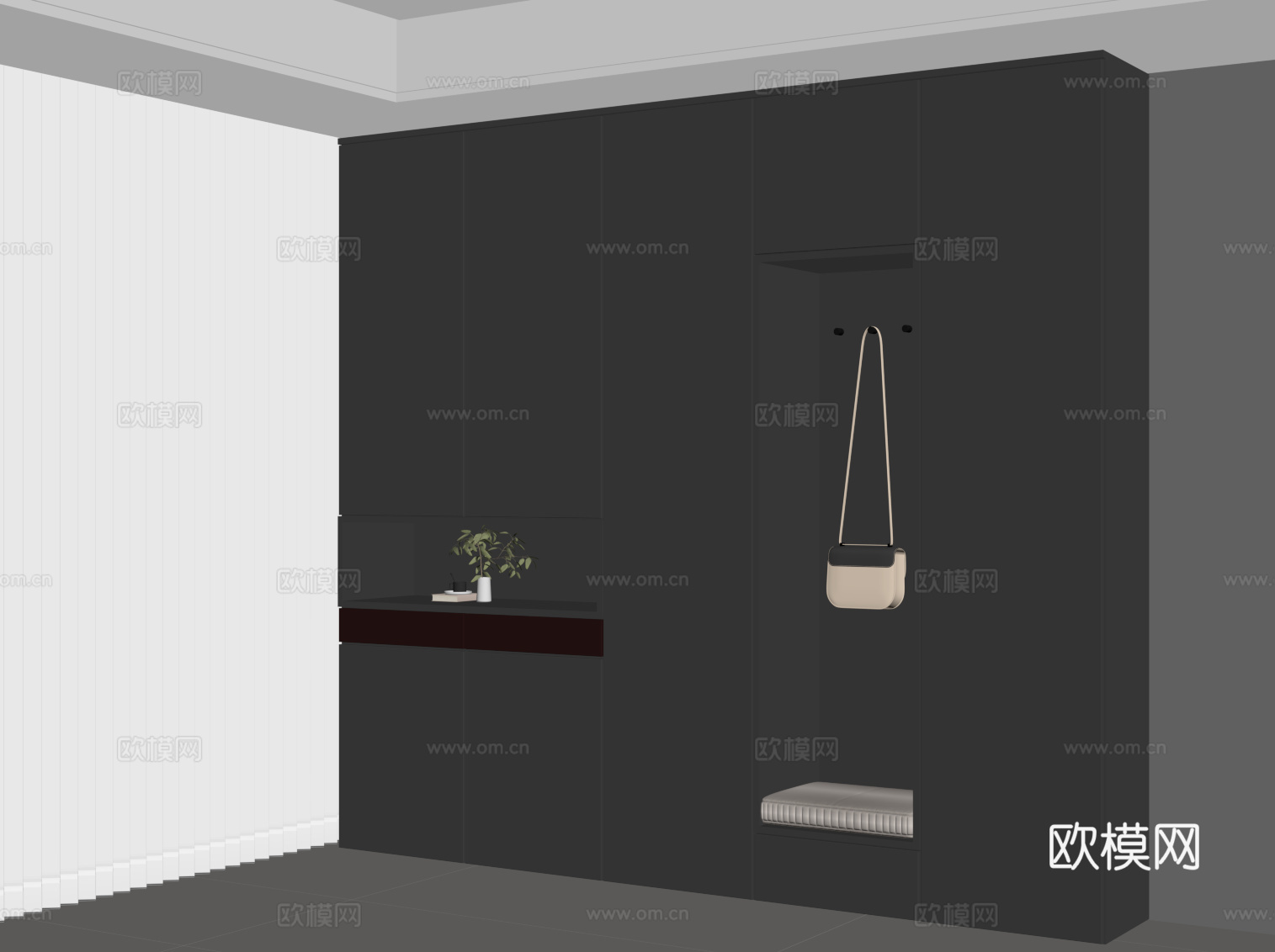 现代意式鞋柜 玄关柜su模型