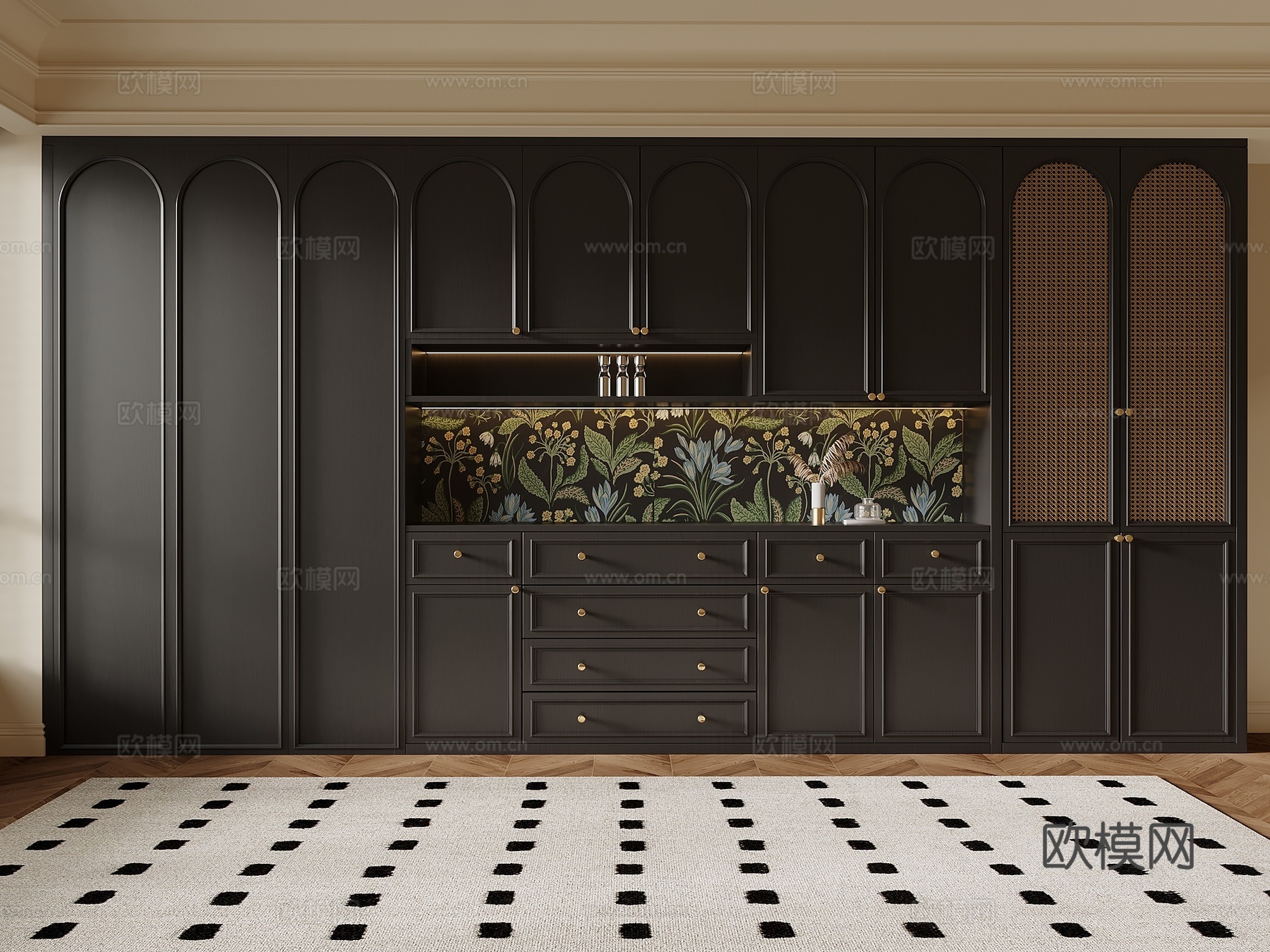 法式餐柜su模型