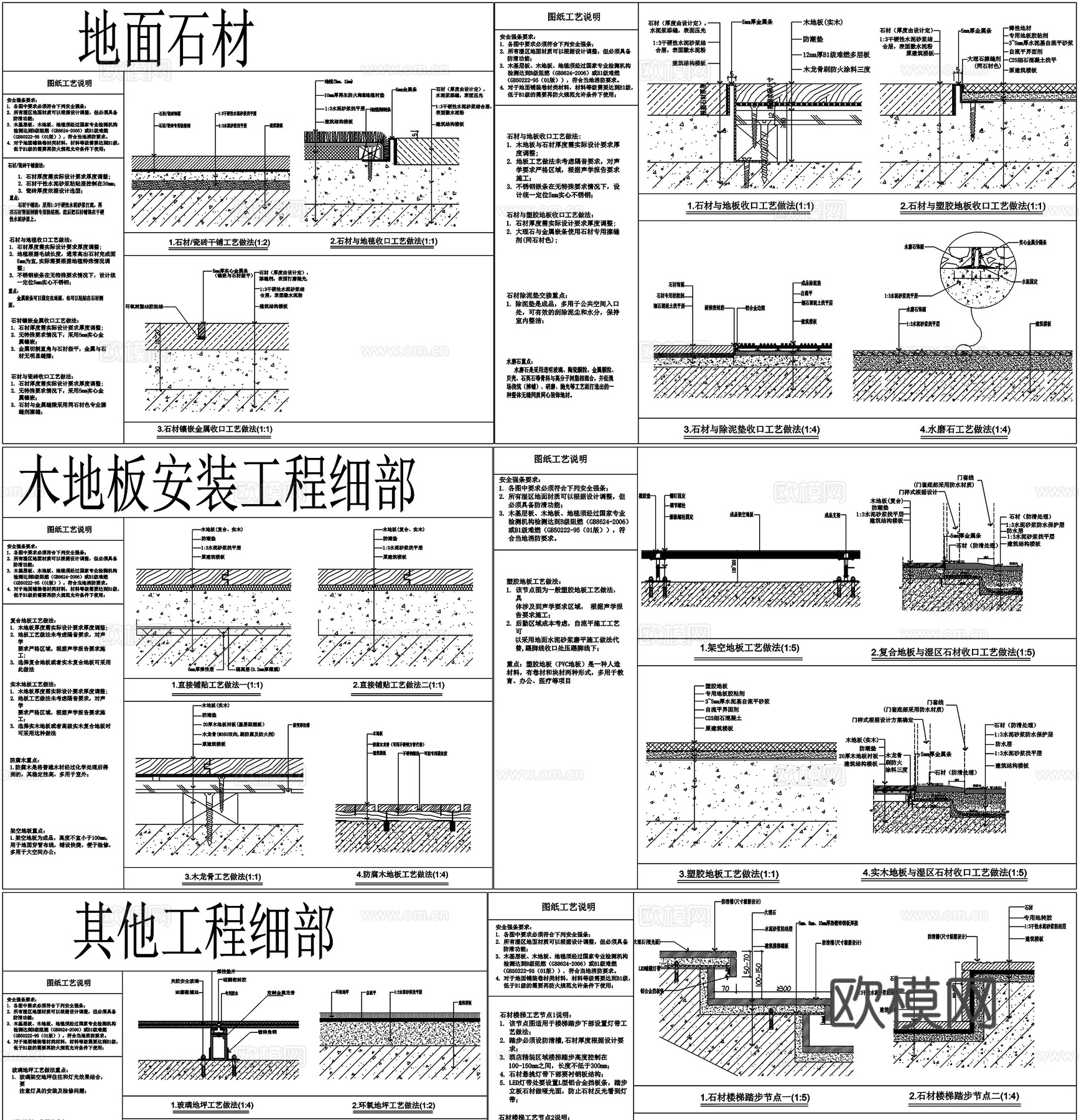地下室防水地面地毯石材外墙剖面详图节点大样CAD素材图库cad施工图