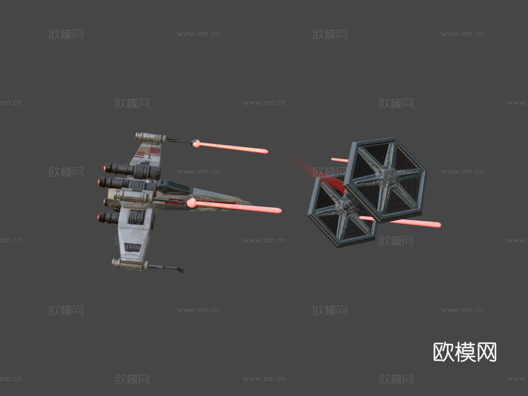 X翼战机vs钛战机3d模型下载（渲染图6）