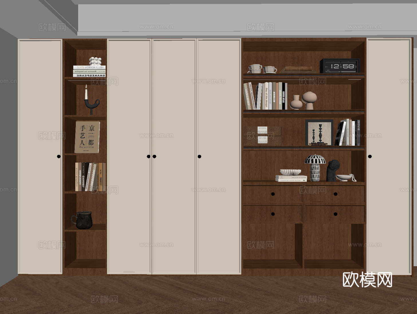 中古风书柜su模型