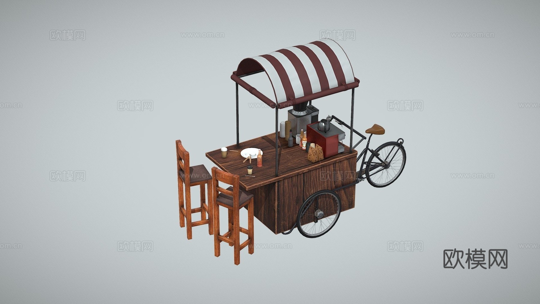 咖啡车3d模型下载（渲染图1）