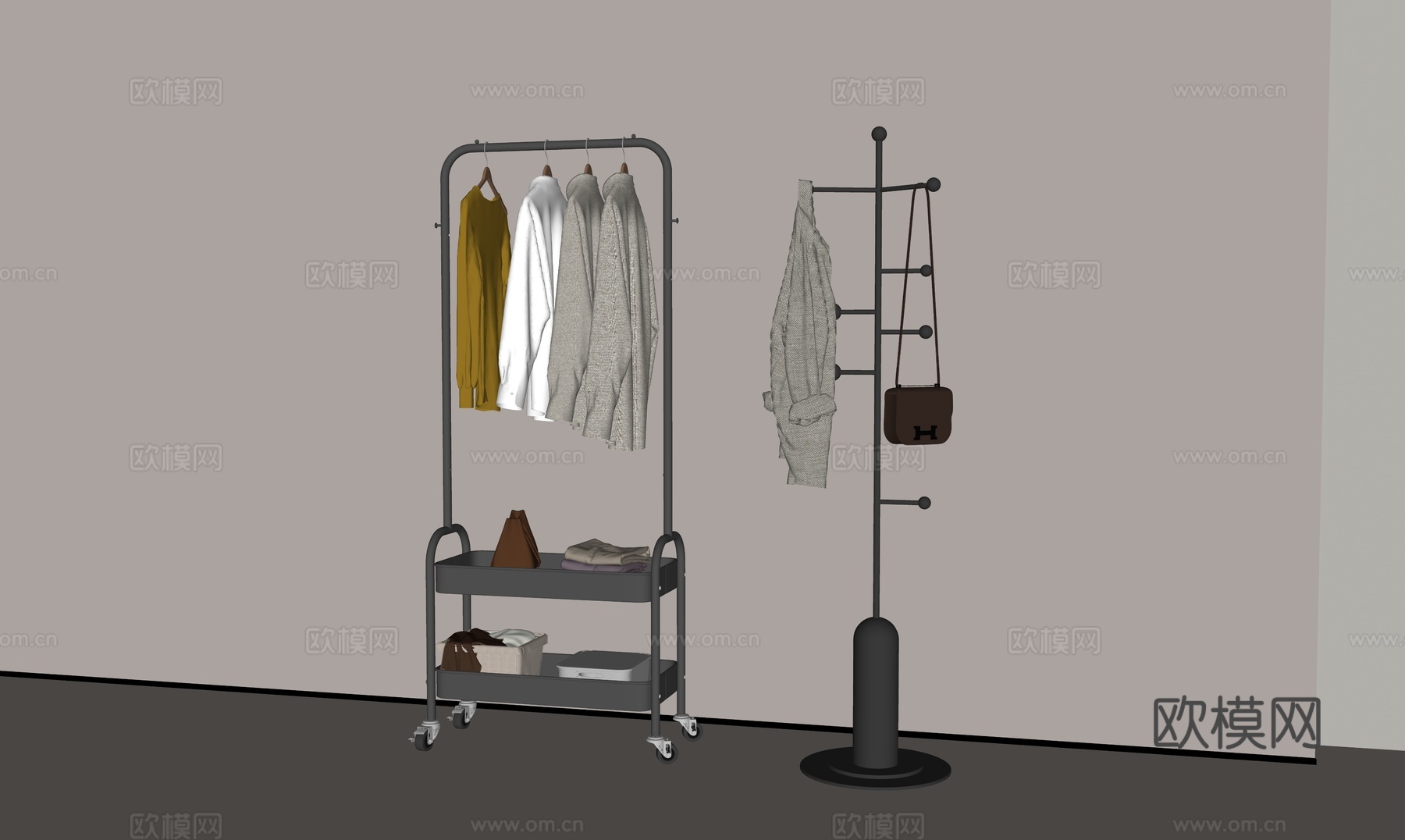 现代衣架 现代衣架su模型