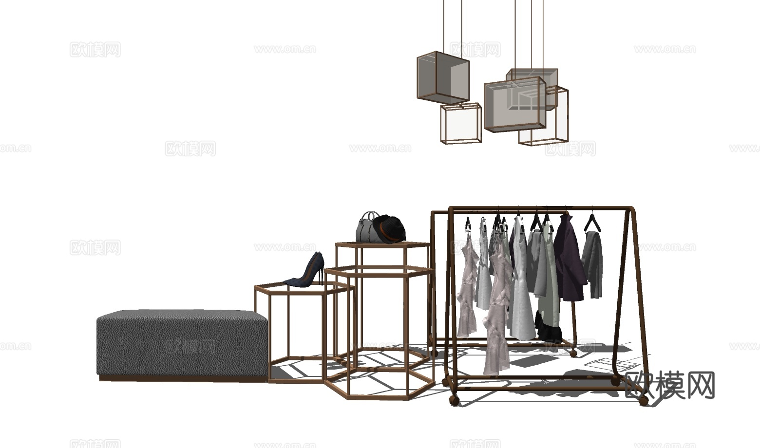 现代风格衣架su模型