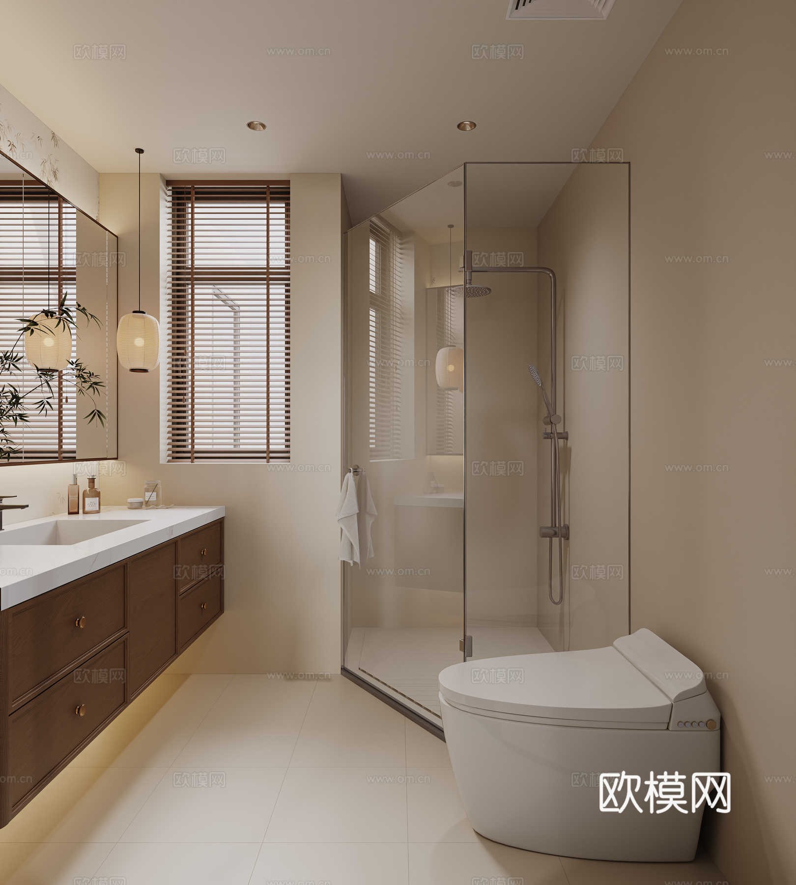 宋式卫生间 新中式卫生间 宋式美学卫生间 浴室柜 智能马桶su模型