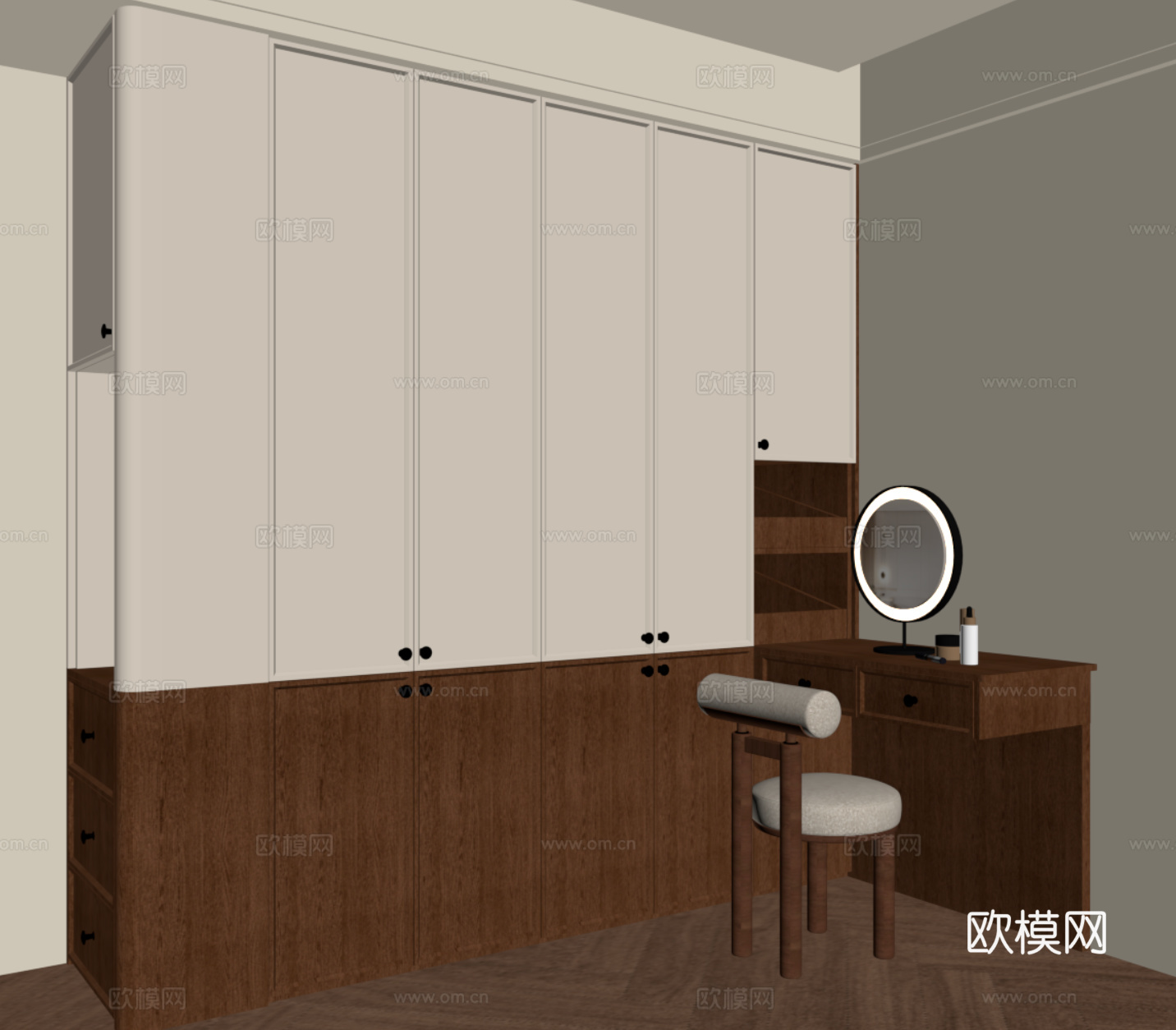 中古风衣柜 书桌 梳妆台su模型