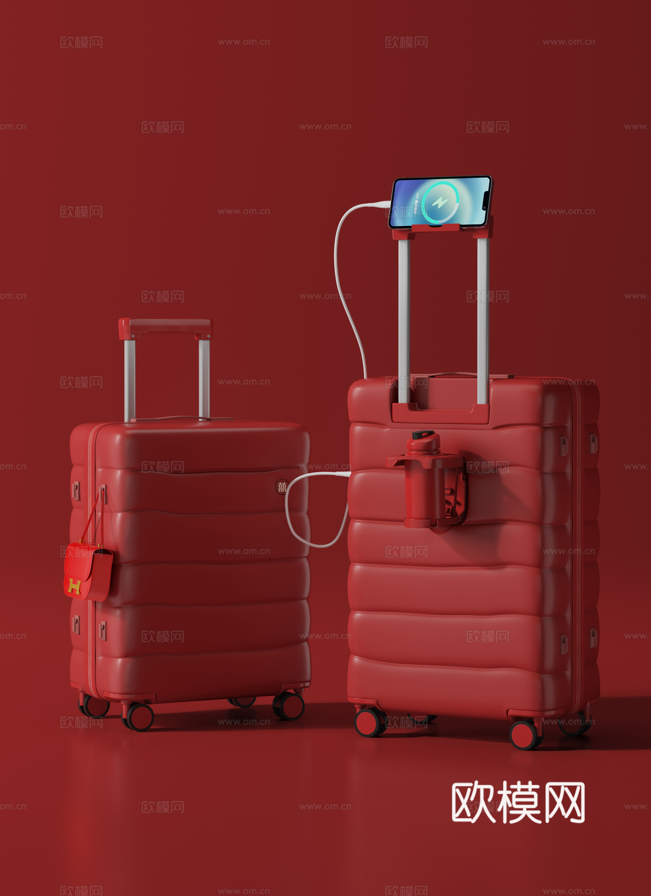 功能性行李箱有充电功能和置物功能的行李箱3d模型下载