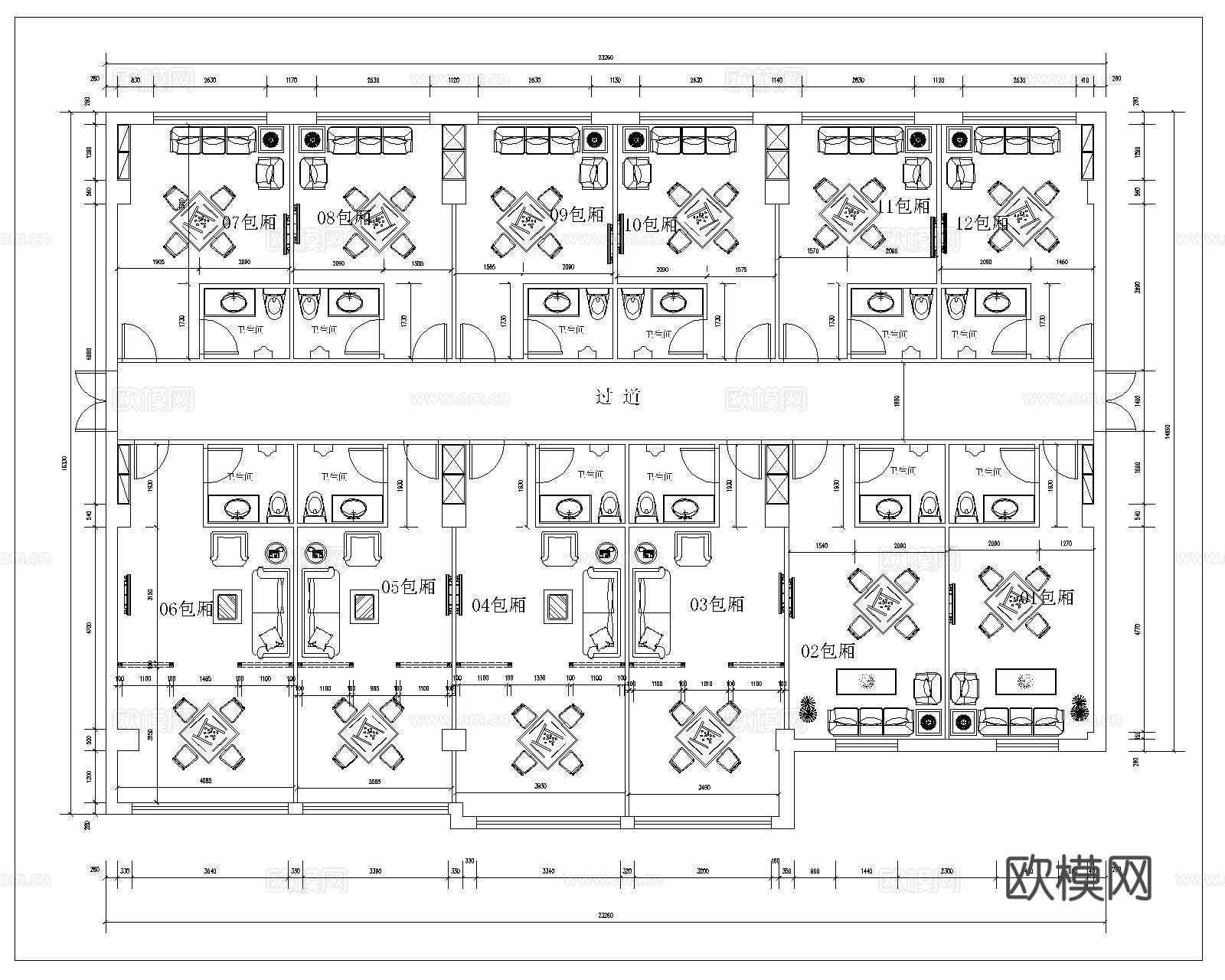 棋牌室CAD平面方案cad施工图