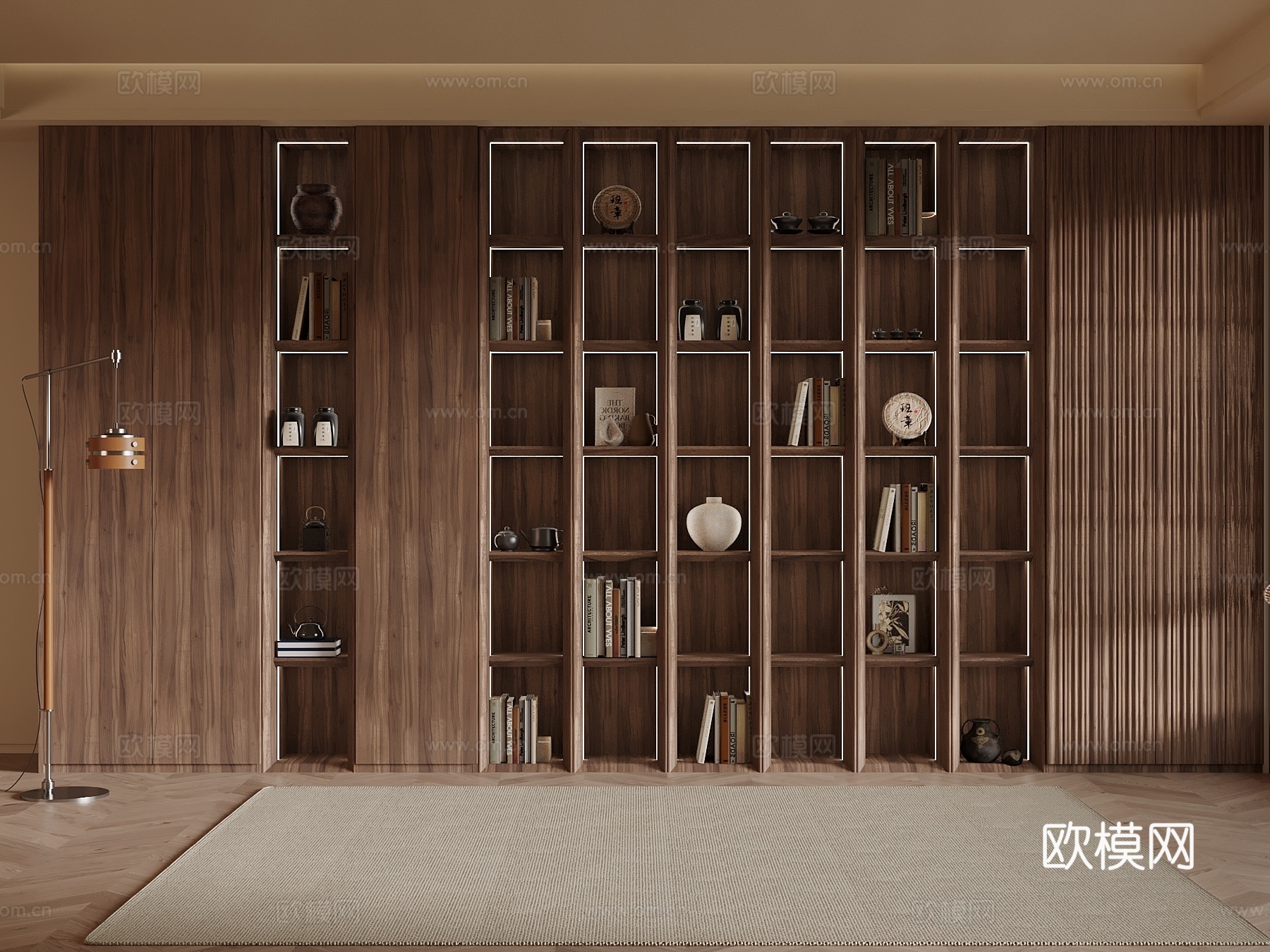中古风书柜su模型