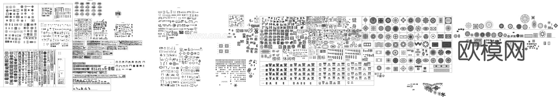 各种家具 、厨卫家具、绿植、人物、健身器材等图库cad施工图