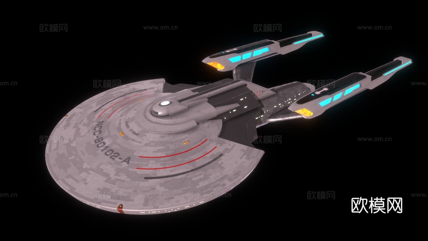 新宪法级(星际迷航-皮卡德)3d模型下载（渲染图1）