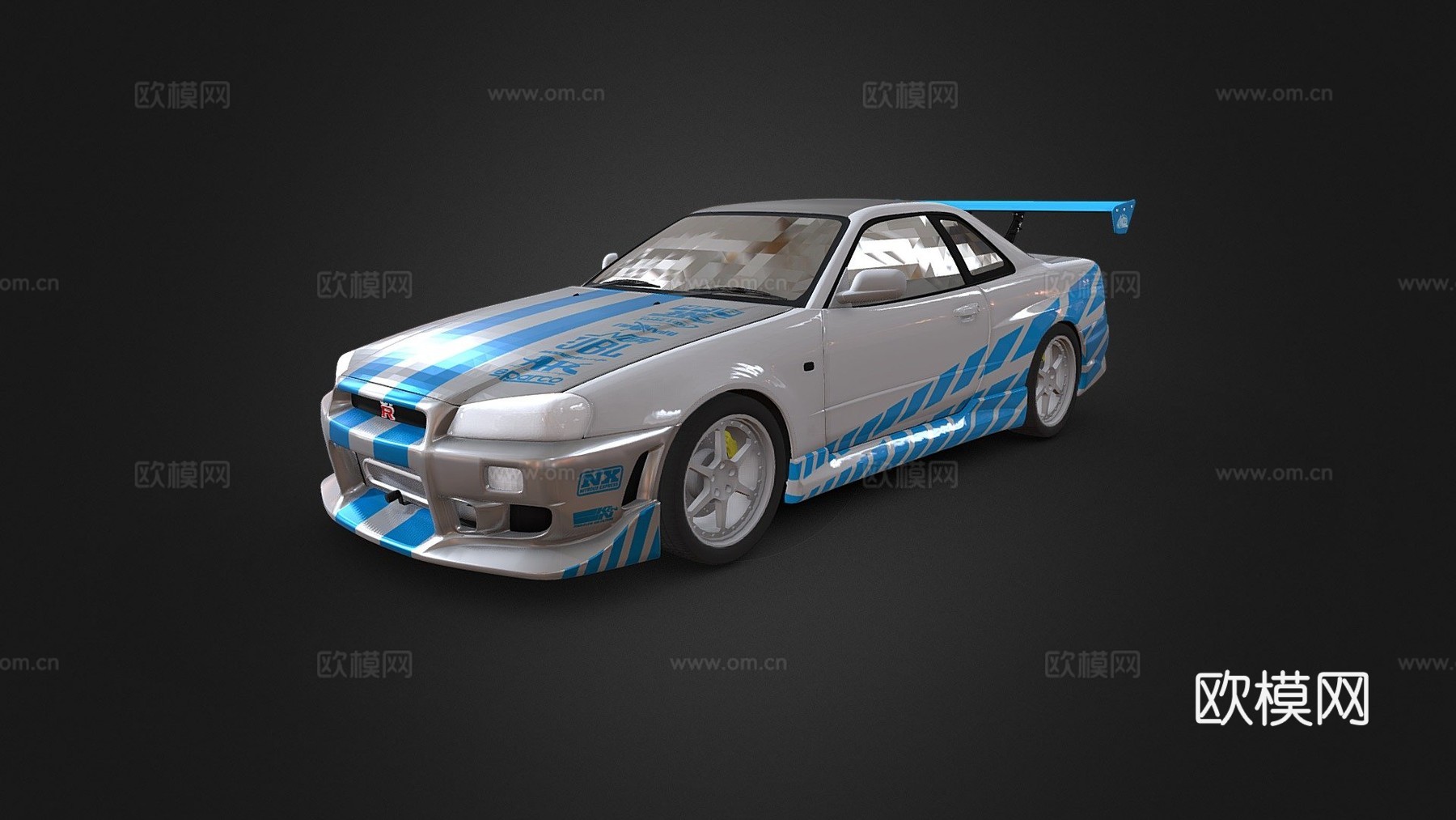保罗·沃克GTR R34来自速度与激情23d模型下载（渲染图1）
