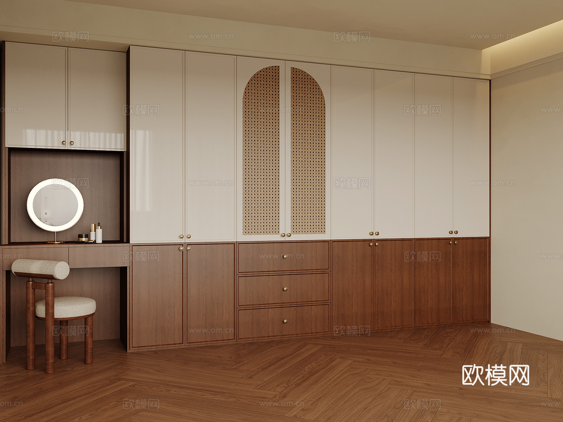 中古风衣柜 衣帽间su模型