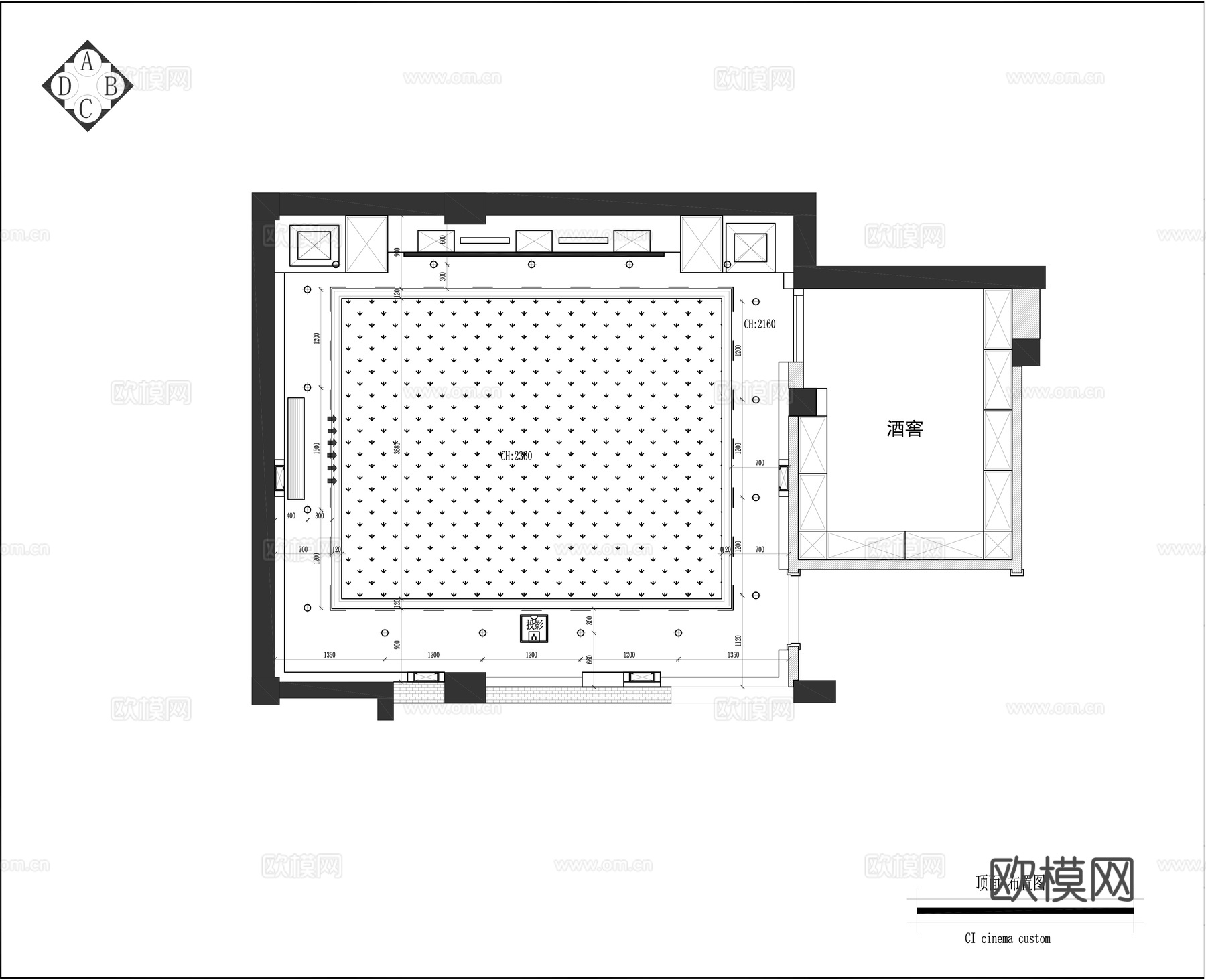 欧式影音室装修施工图cad施工图