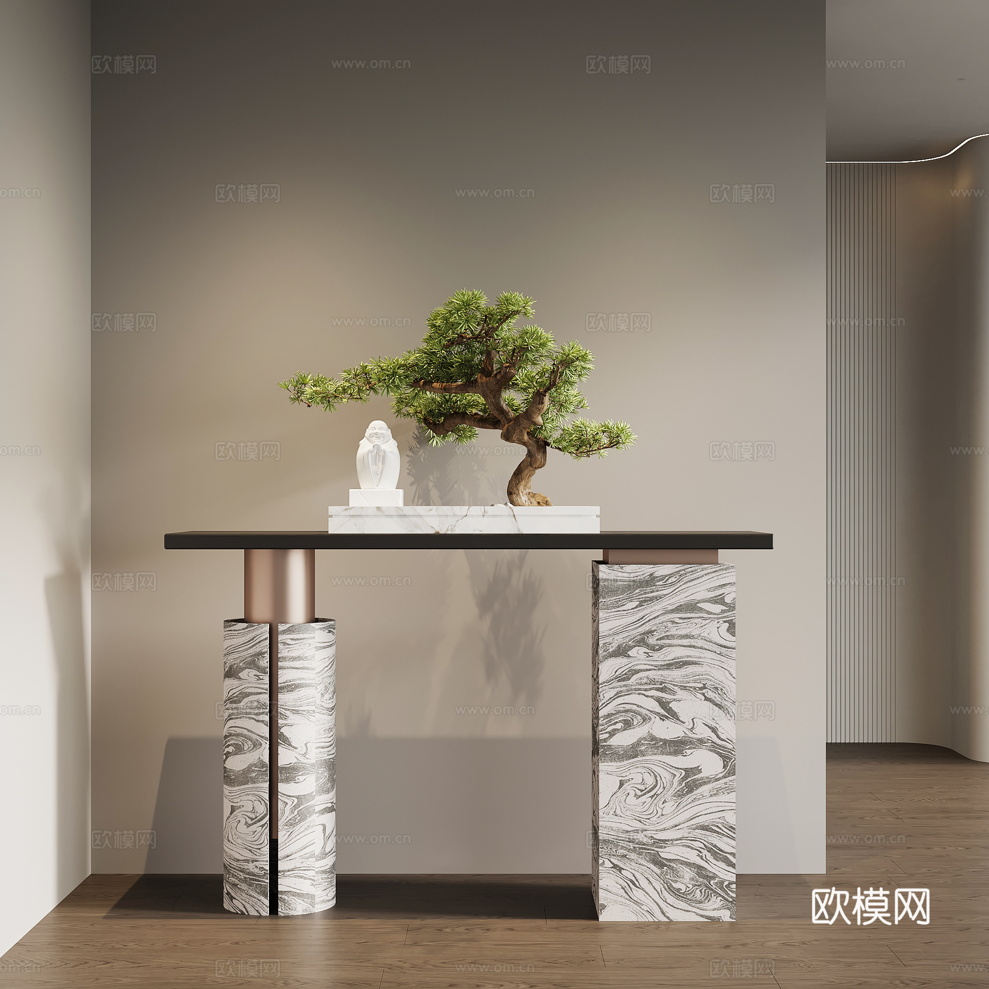 现代意式端景台 条案 现代意式玄关su模型