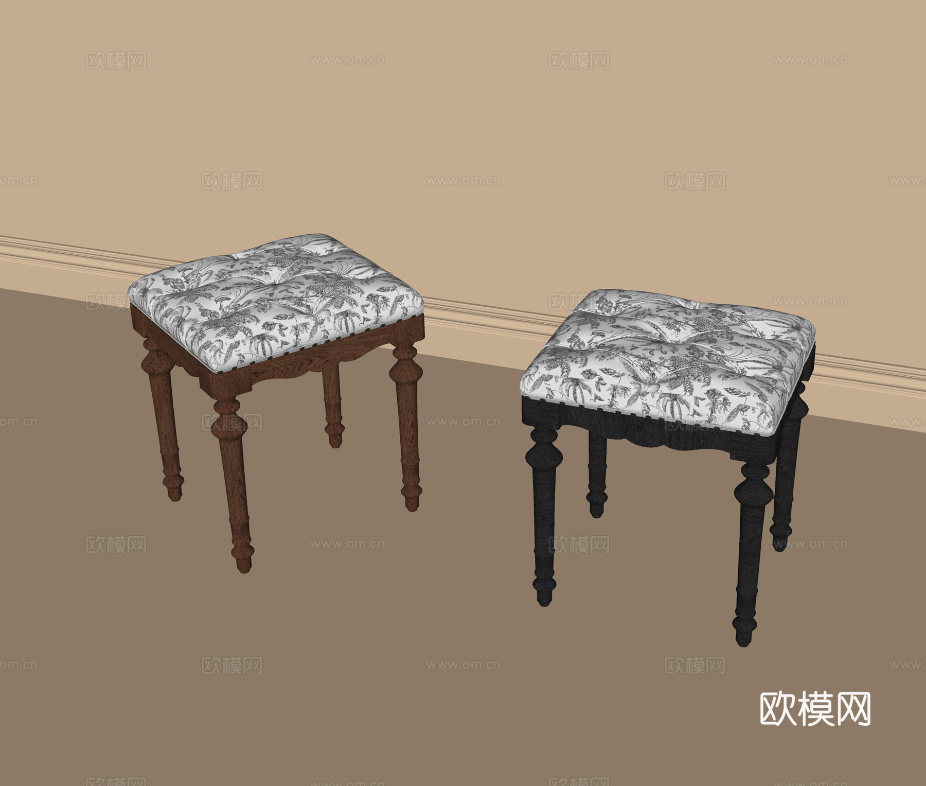 现代梳妆凳 换鞋凳 凳子su模型