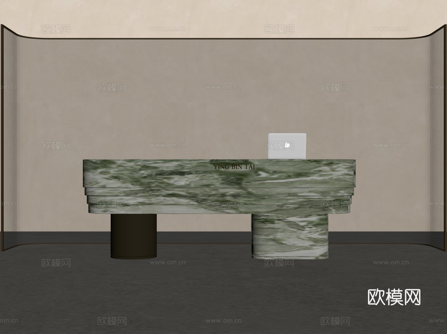 中古风吧台 接待台su模型