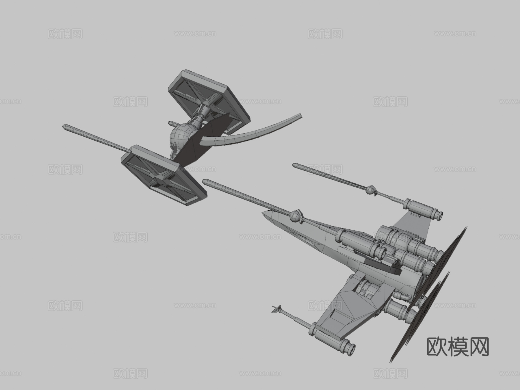 X翼战机vs钛战机3d模型下载（渲染图3）