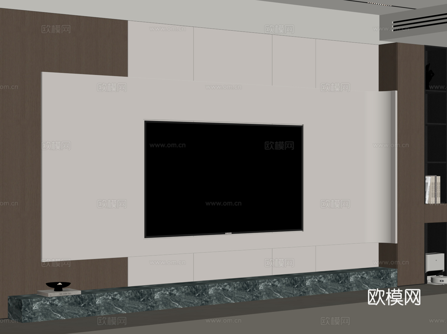 现代意式电视背景墙su模型