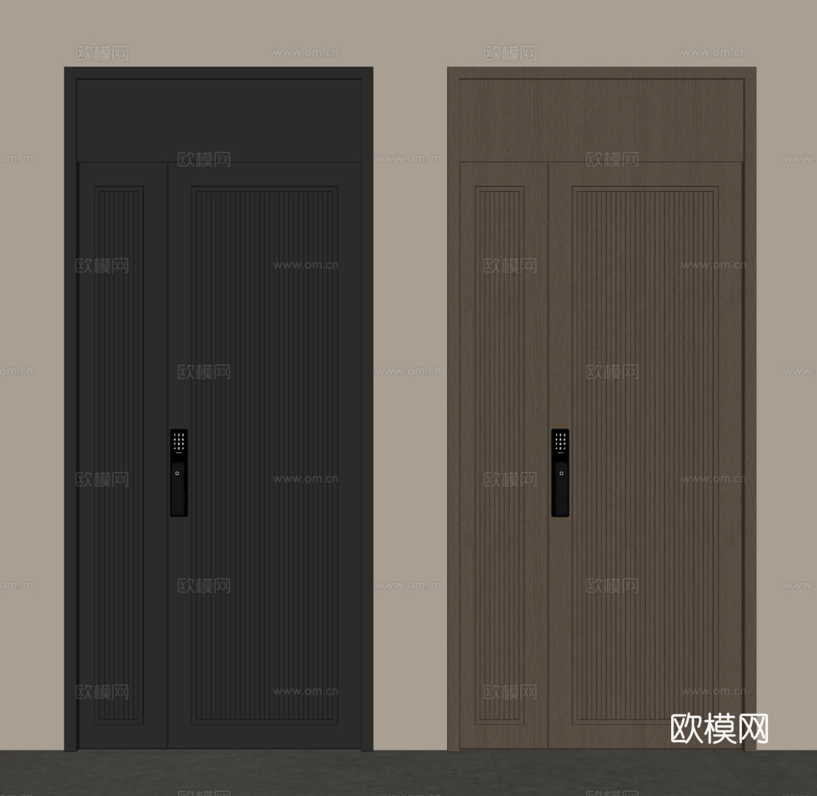 现代意式单开门 入户门su模型