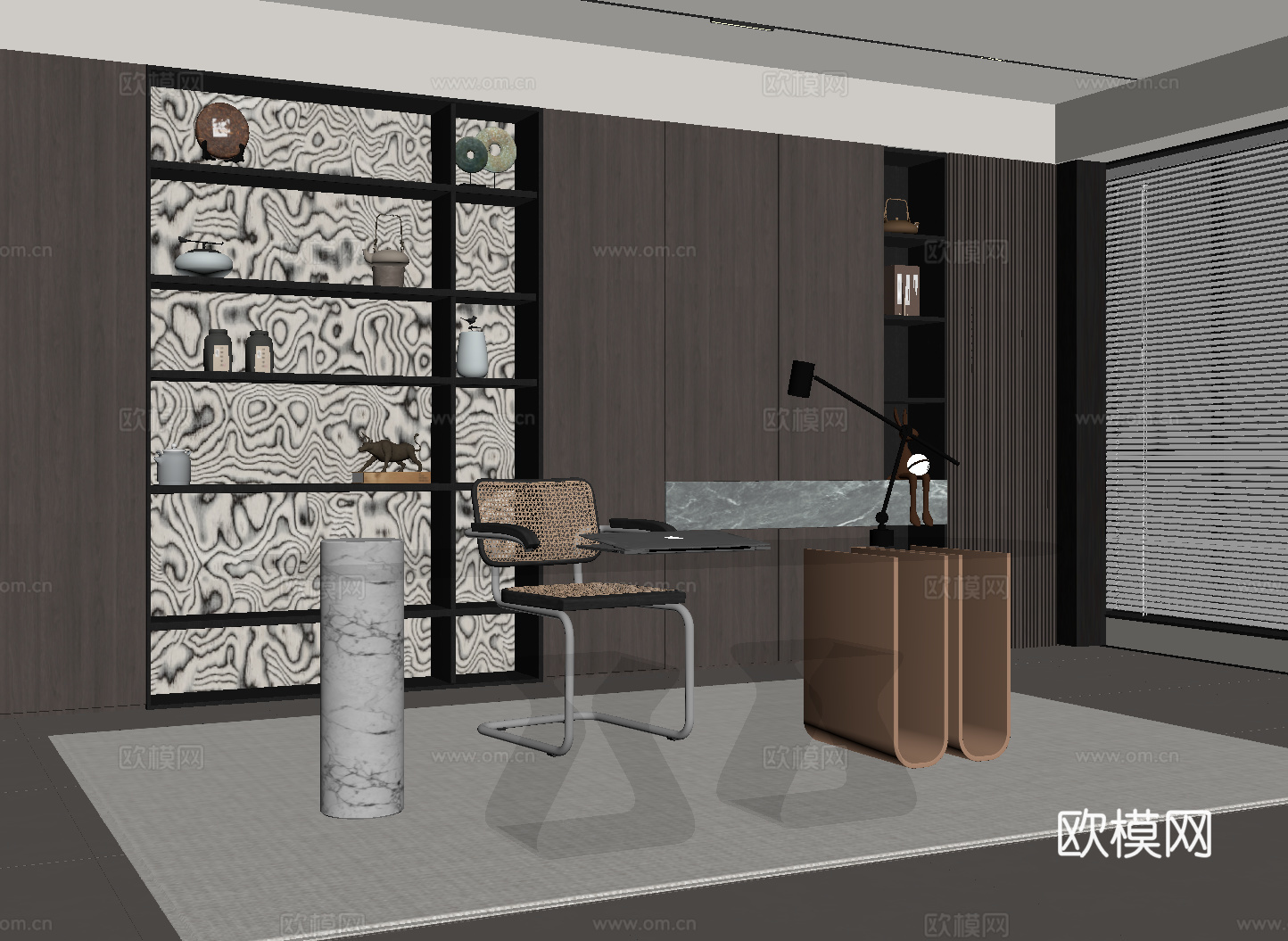 意式书房su模型