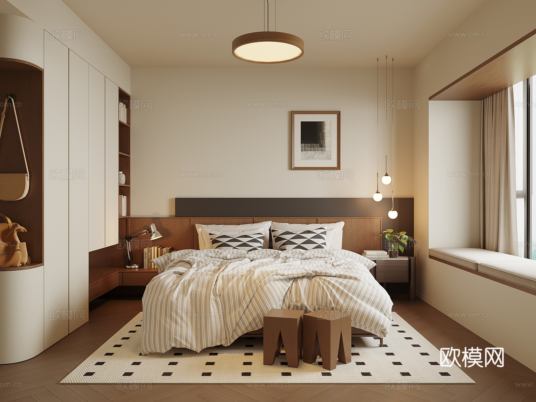 现代家居卧室su模型