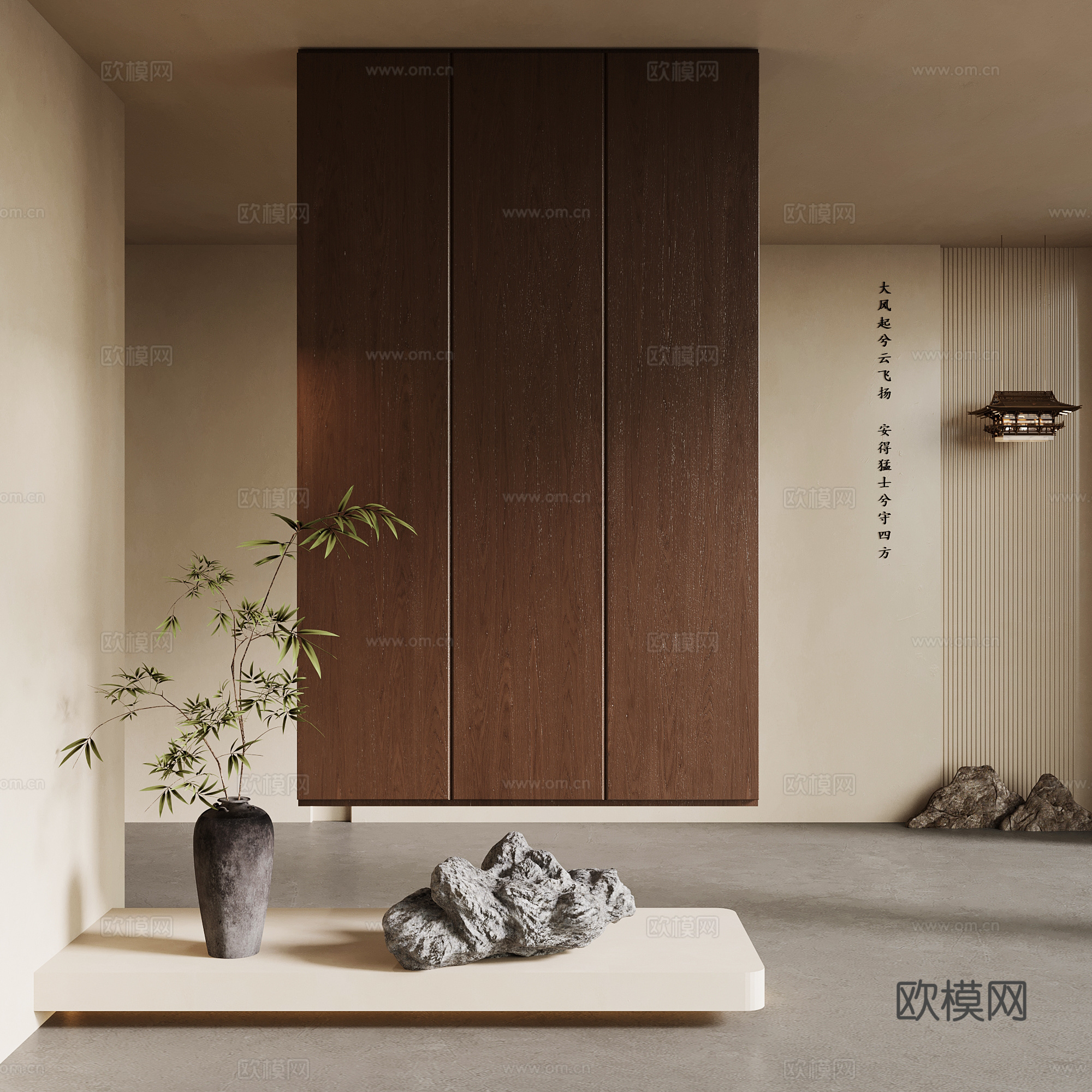 新中式玄关su模型