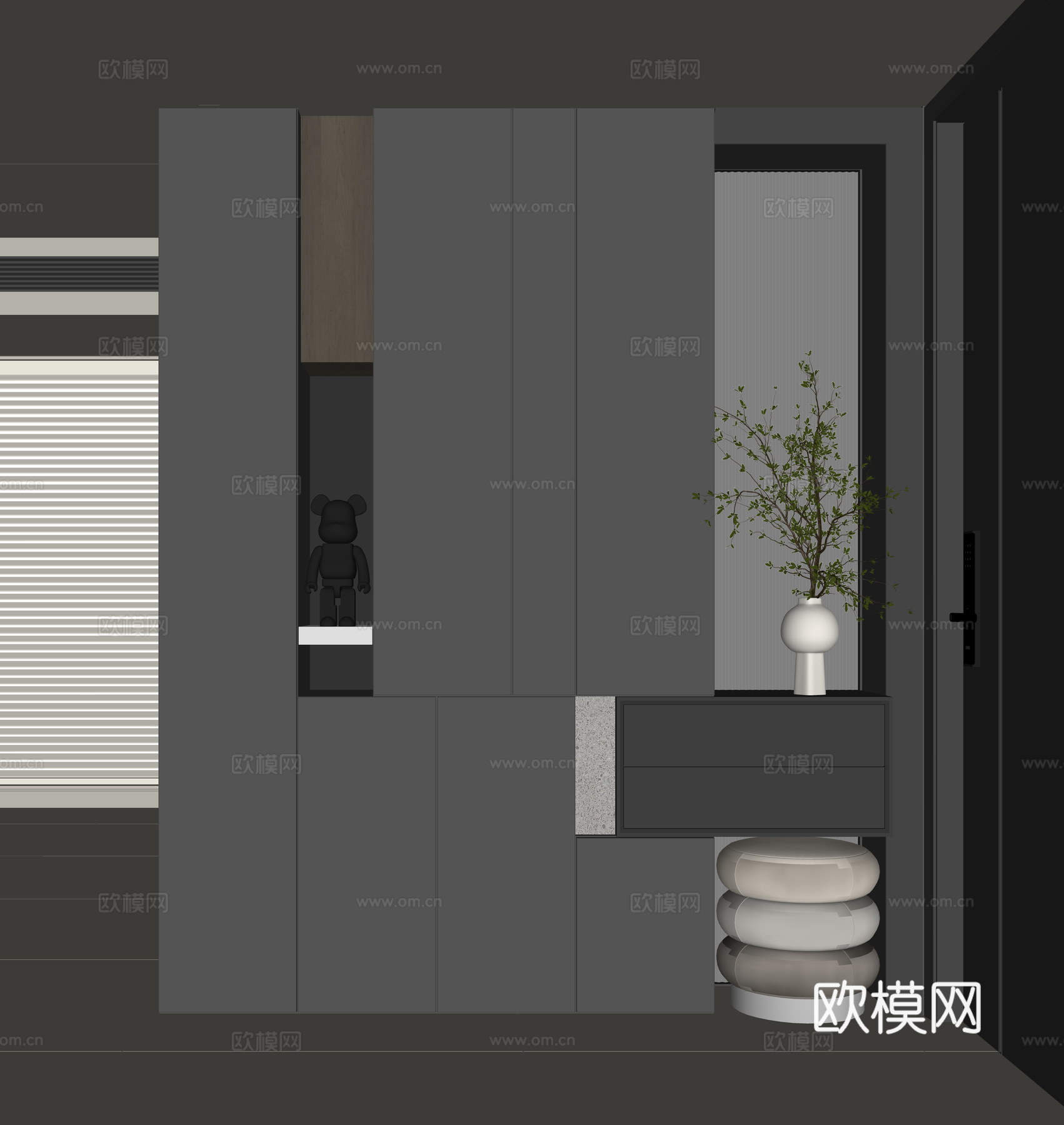 现代入户鞋柜su模型