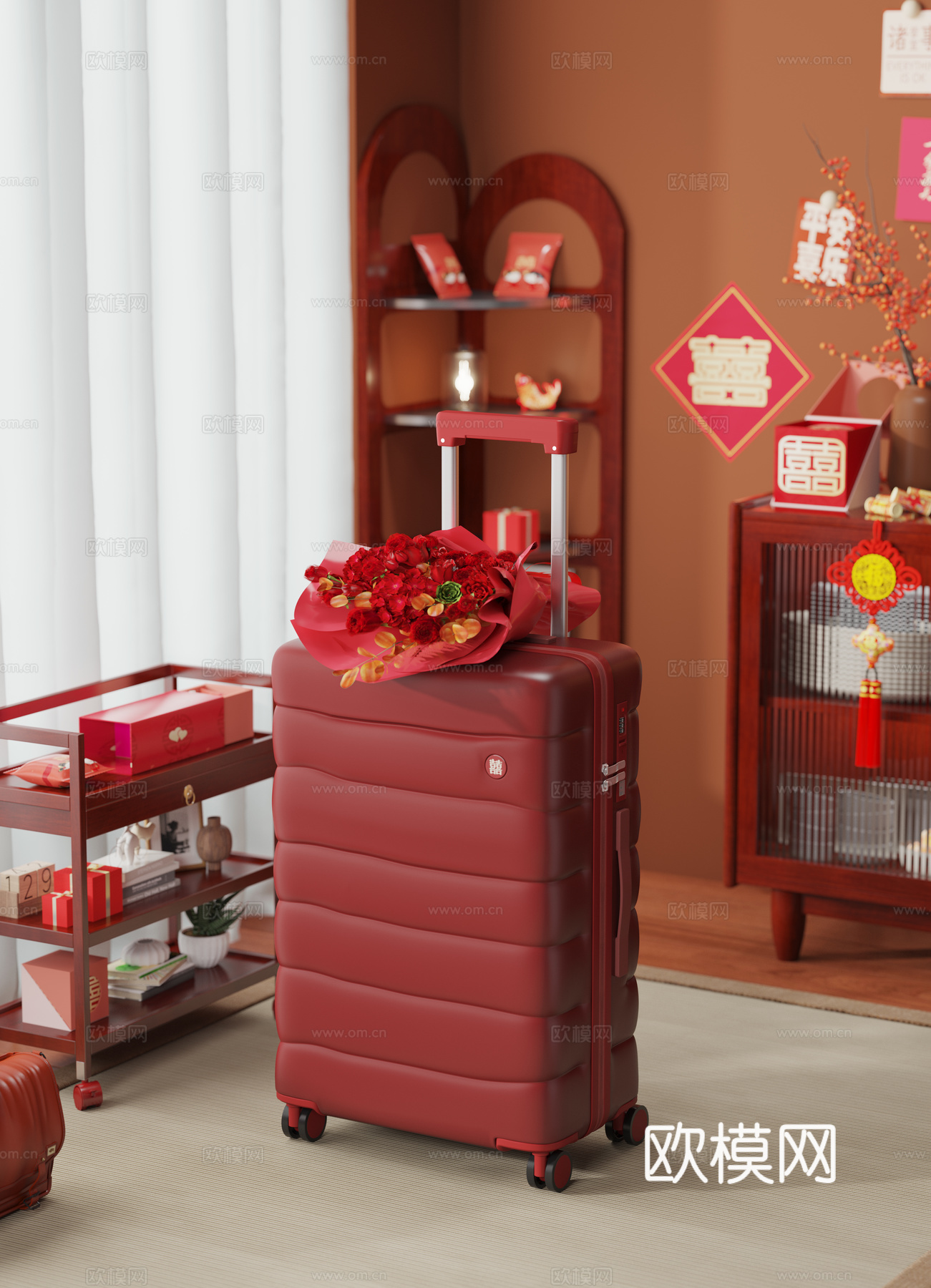 结婚行李箱场景图3d模型