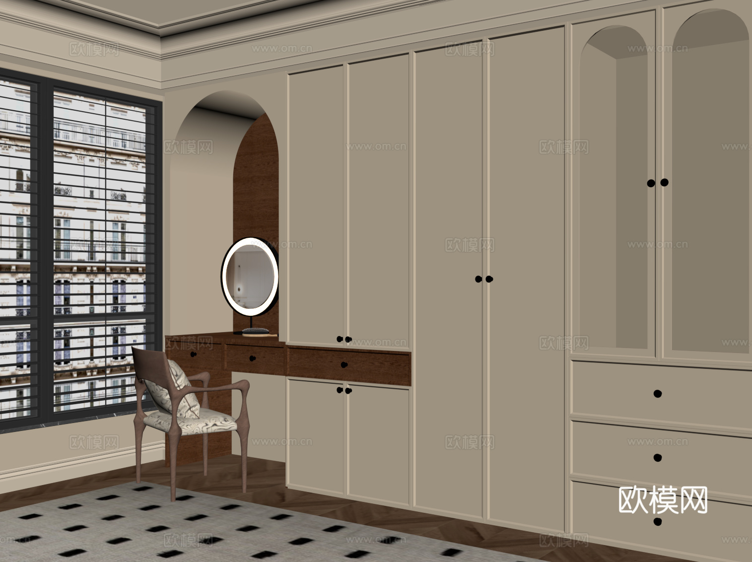 法式衣柜 梳妆台su模型
