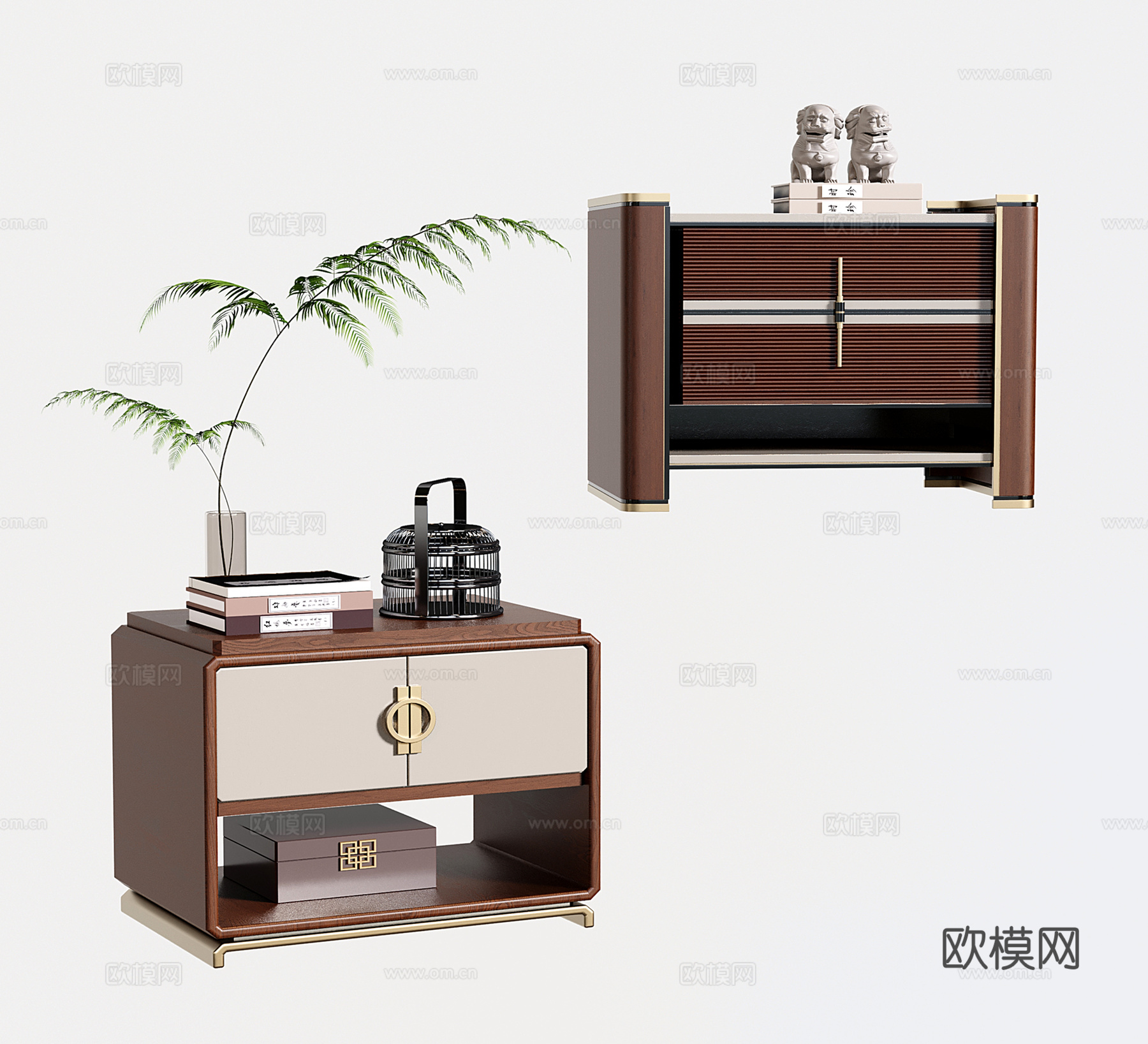 新中式床头柜su模型