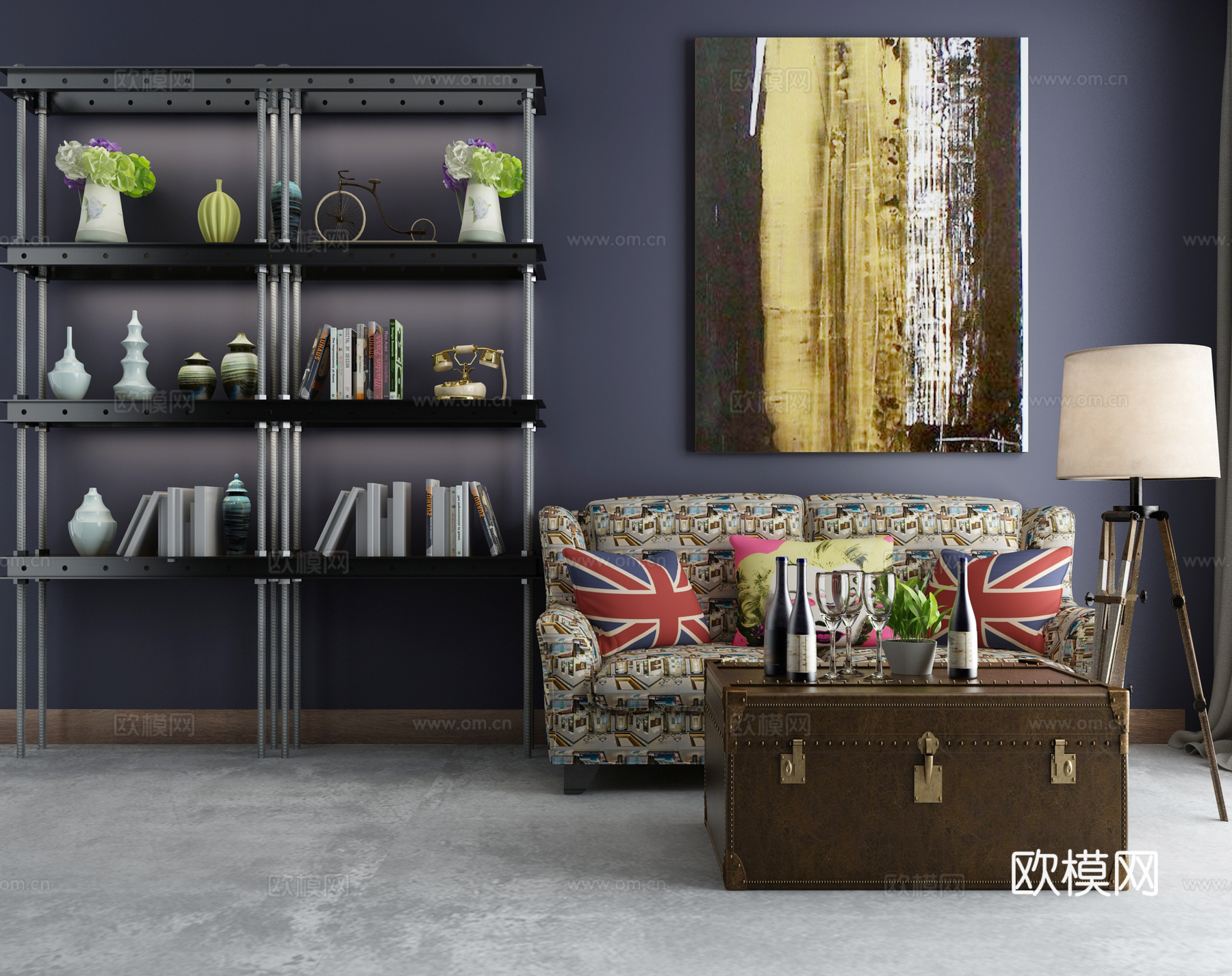 欧式古典沙发家具组合3d模型下载（渲染图2）