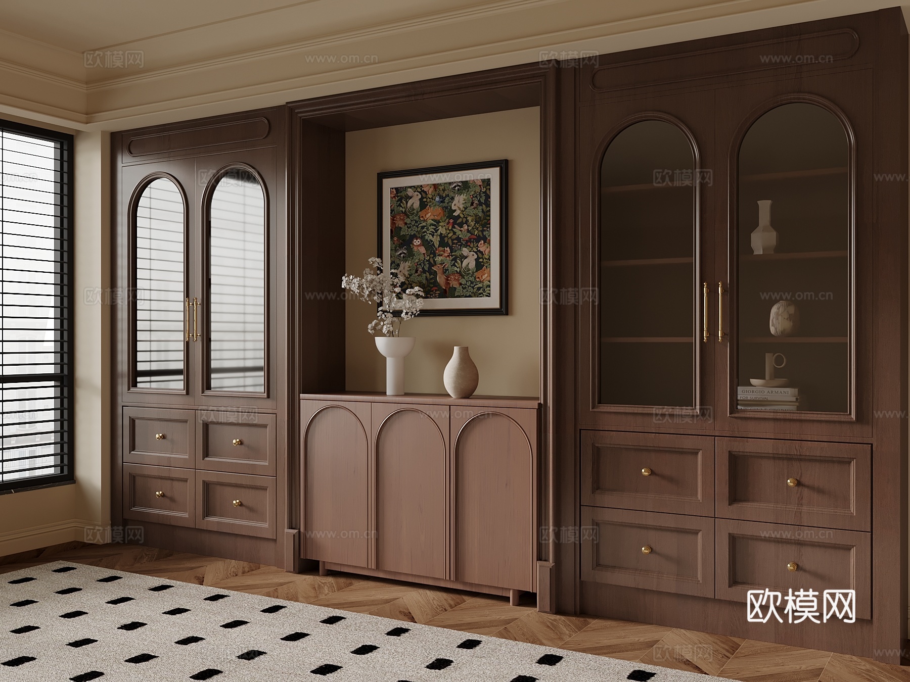 中古风书柜su模型