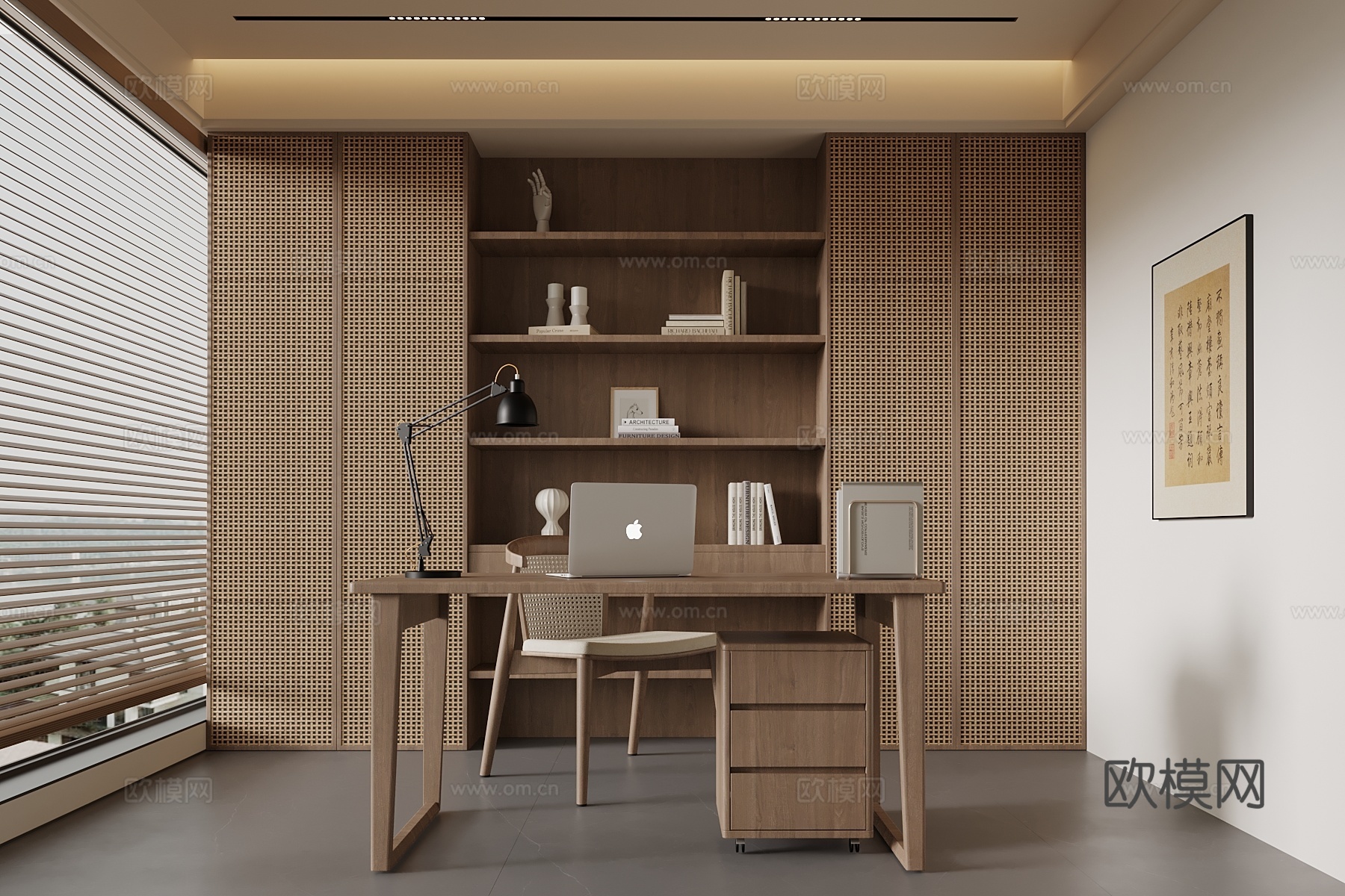 新中式茶室 茶桌椅 茶柜su模型