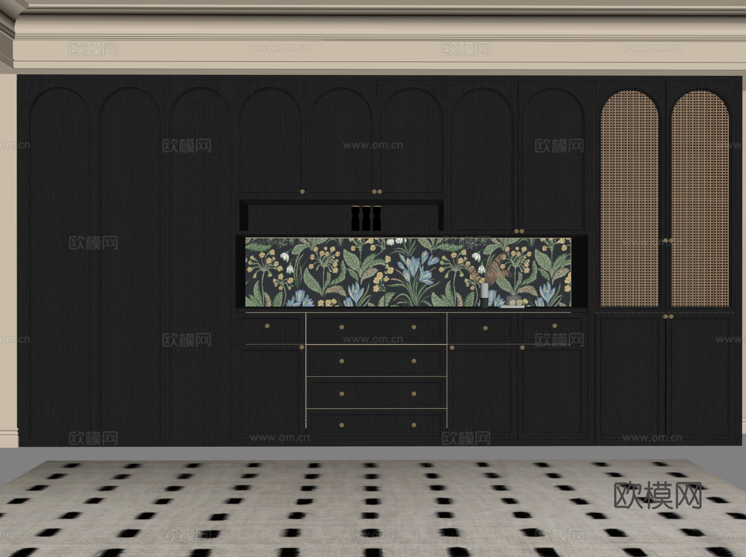 法式餐柜su模型