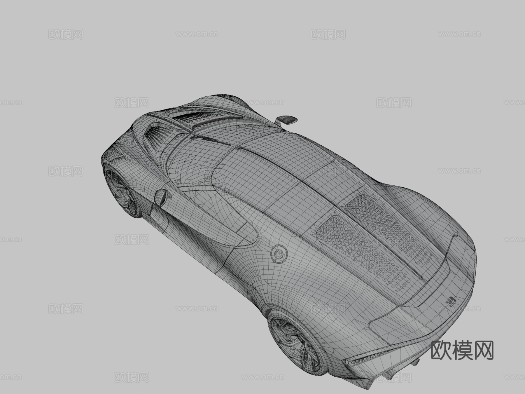 布加迪-黑车3d模型下载（渲染图3）