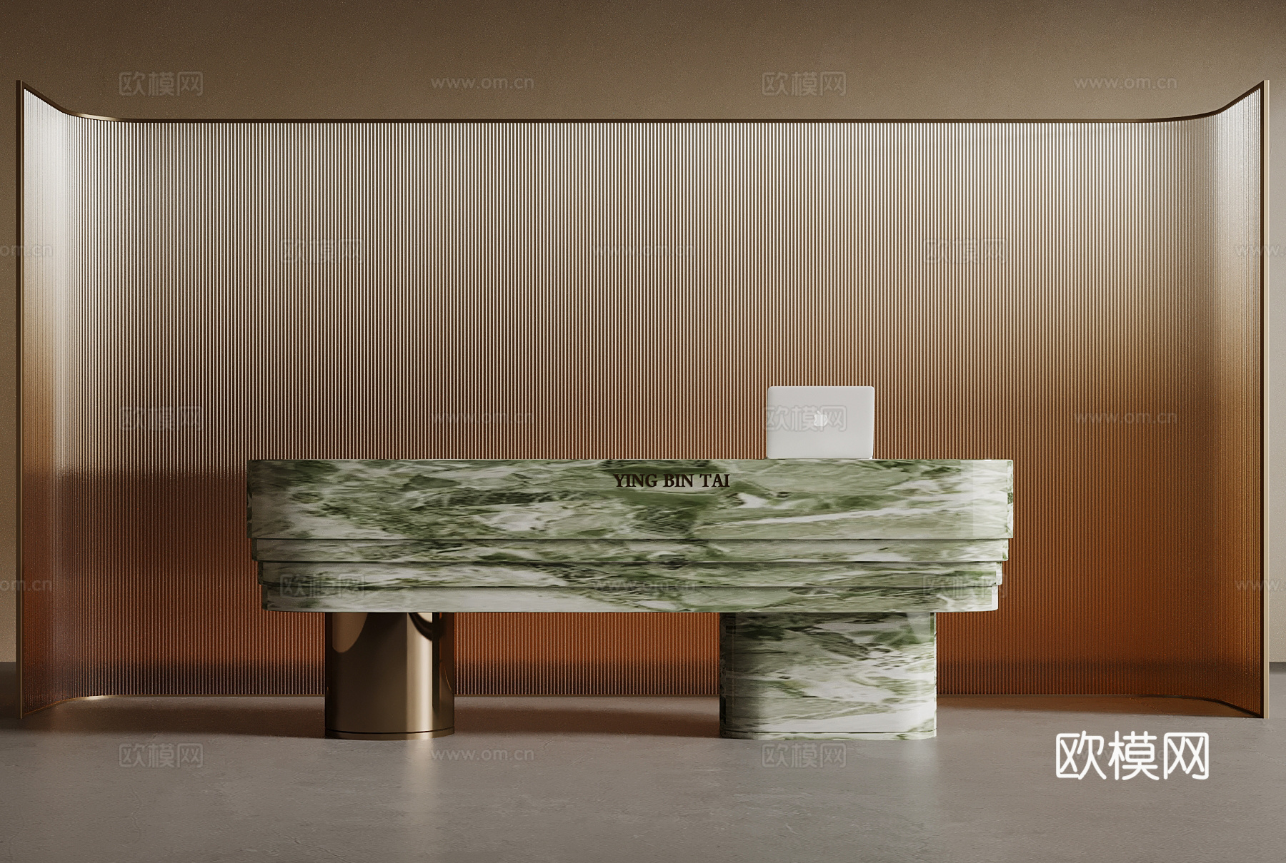 中古风吧台 接待台su模型