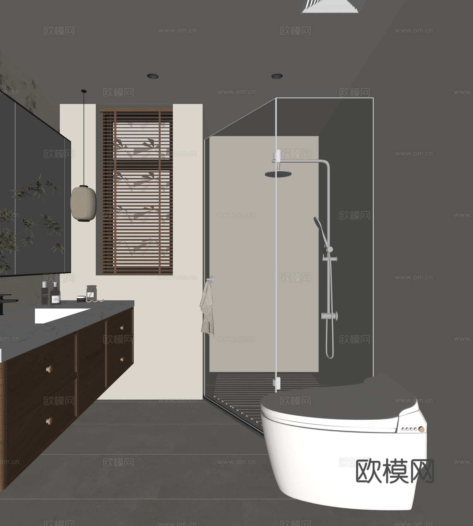 宋式卫生间 新中式卫生间 宋式美学卫生间 浴室柜 智能马桶su模型