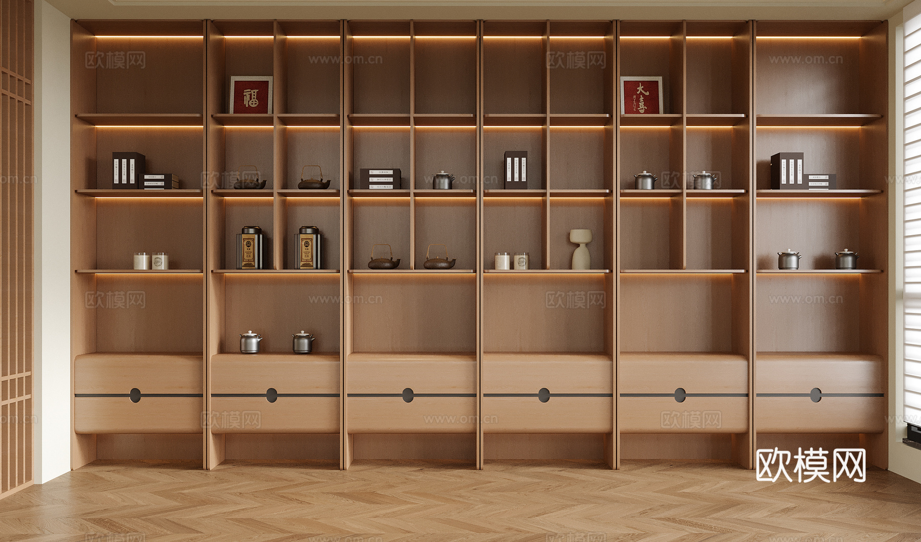 现代茶柜 茶室柜su模型