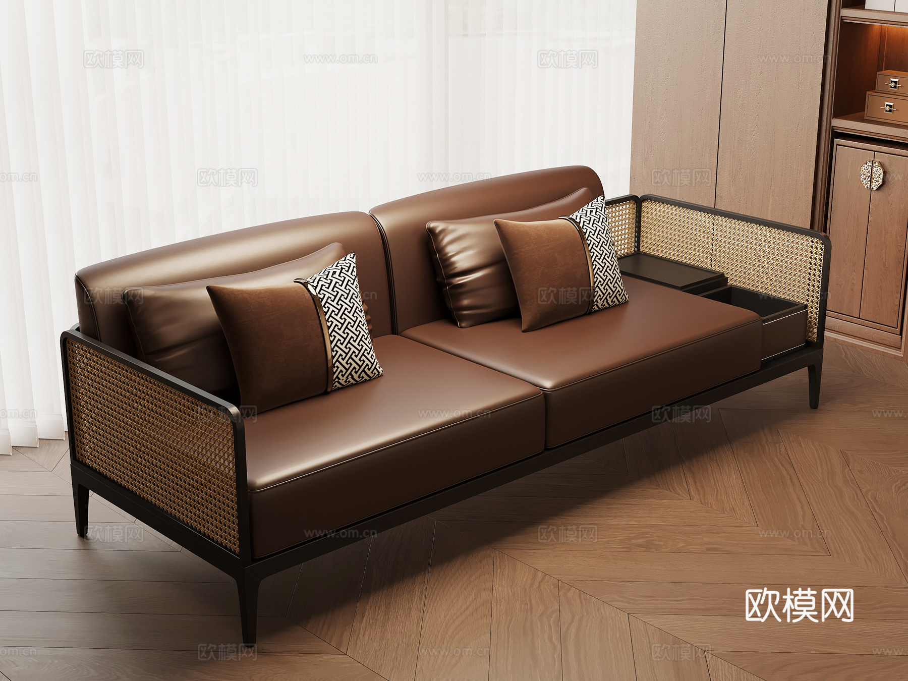 新中式沙发 双人沙发su模型