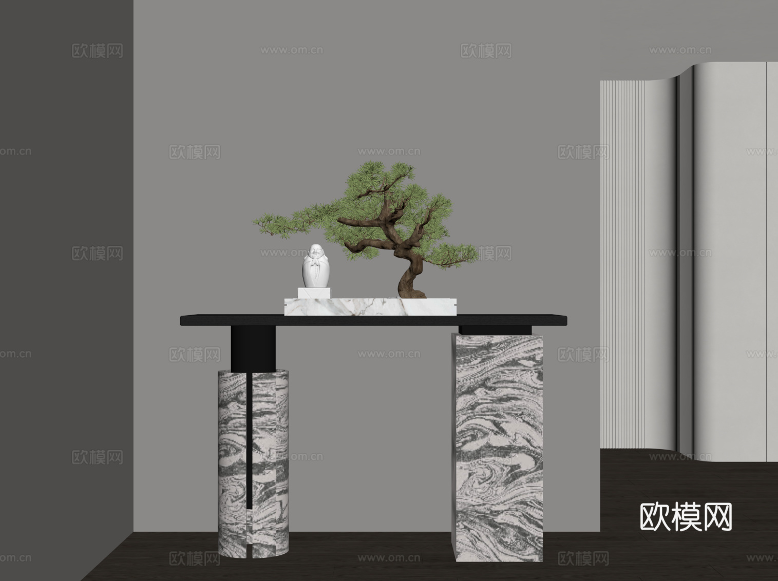 现代意式端景台 条案 现代意式玄关su模型