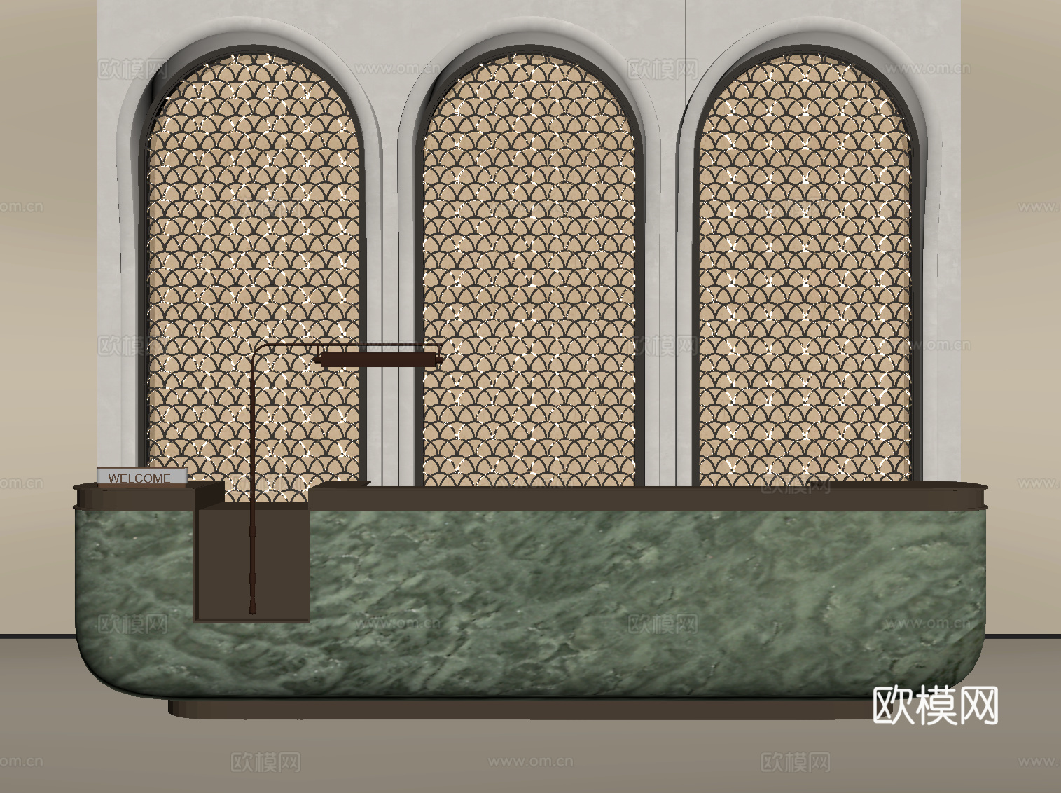 现代吧台 接待台su模型