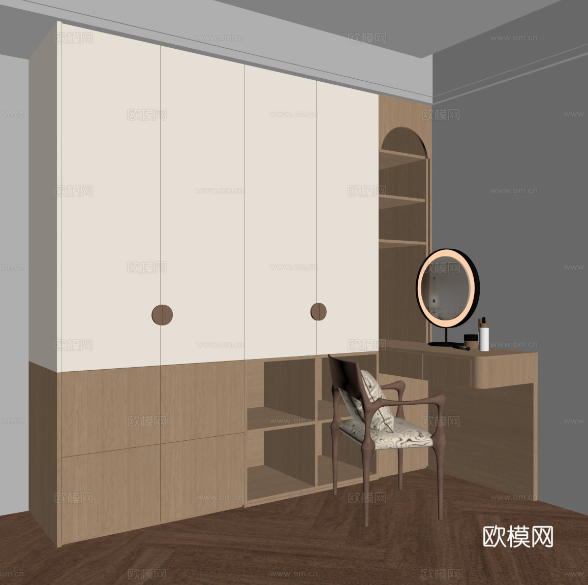 中古风衣柜 书桌 梳妆台su模型