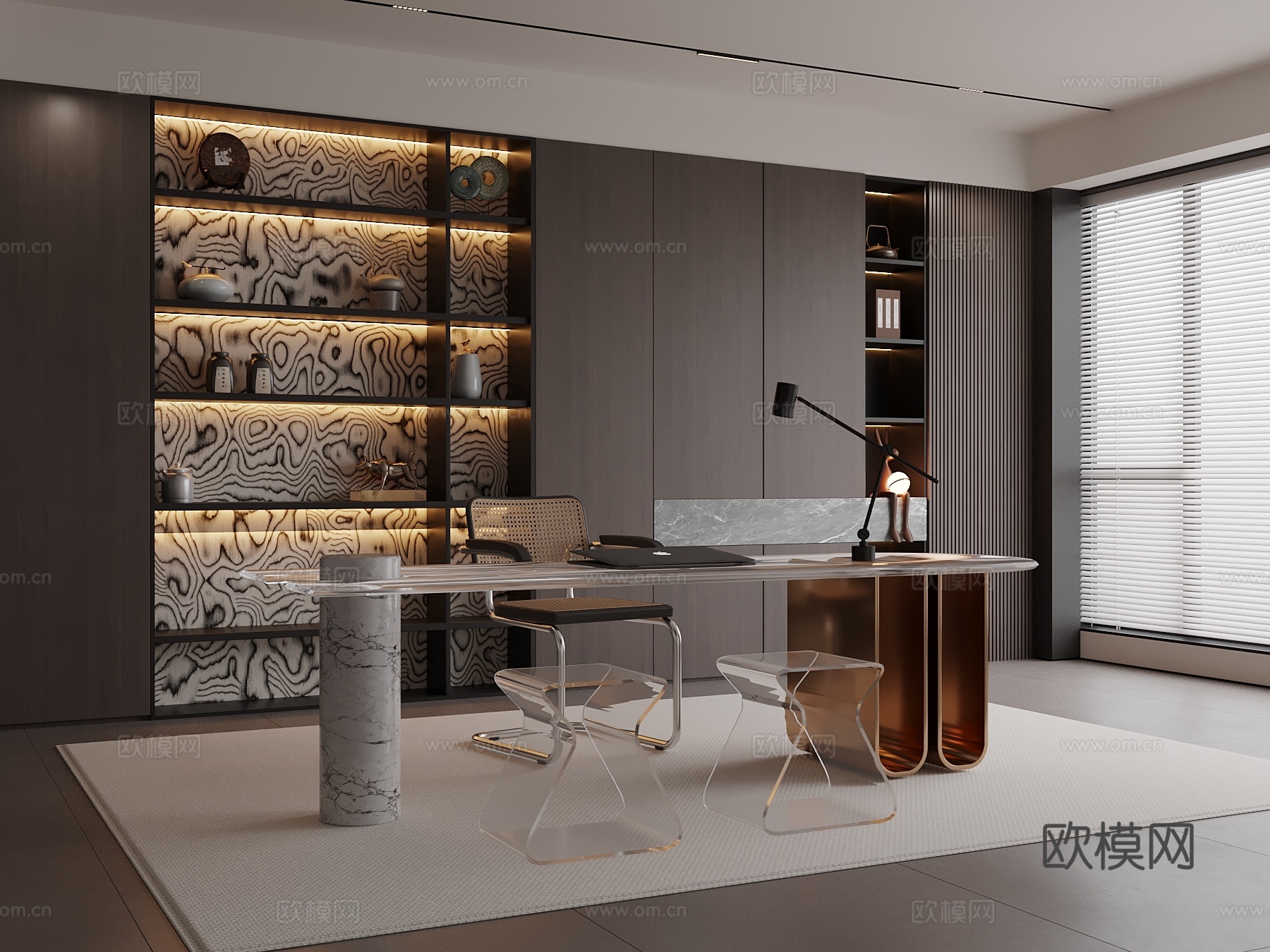 意式书房su模型