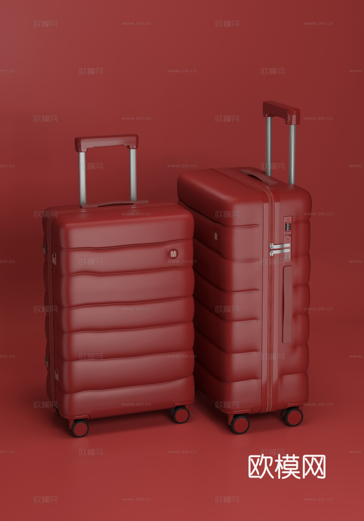 行李箱摆放场景图3d模型