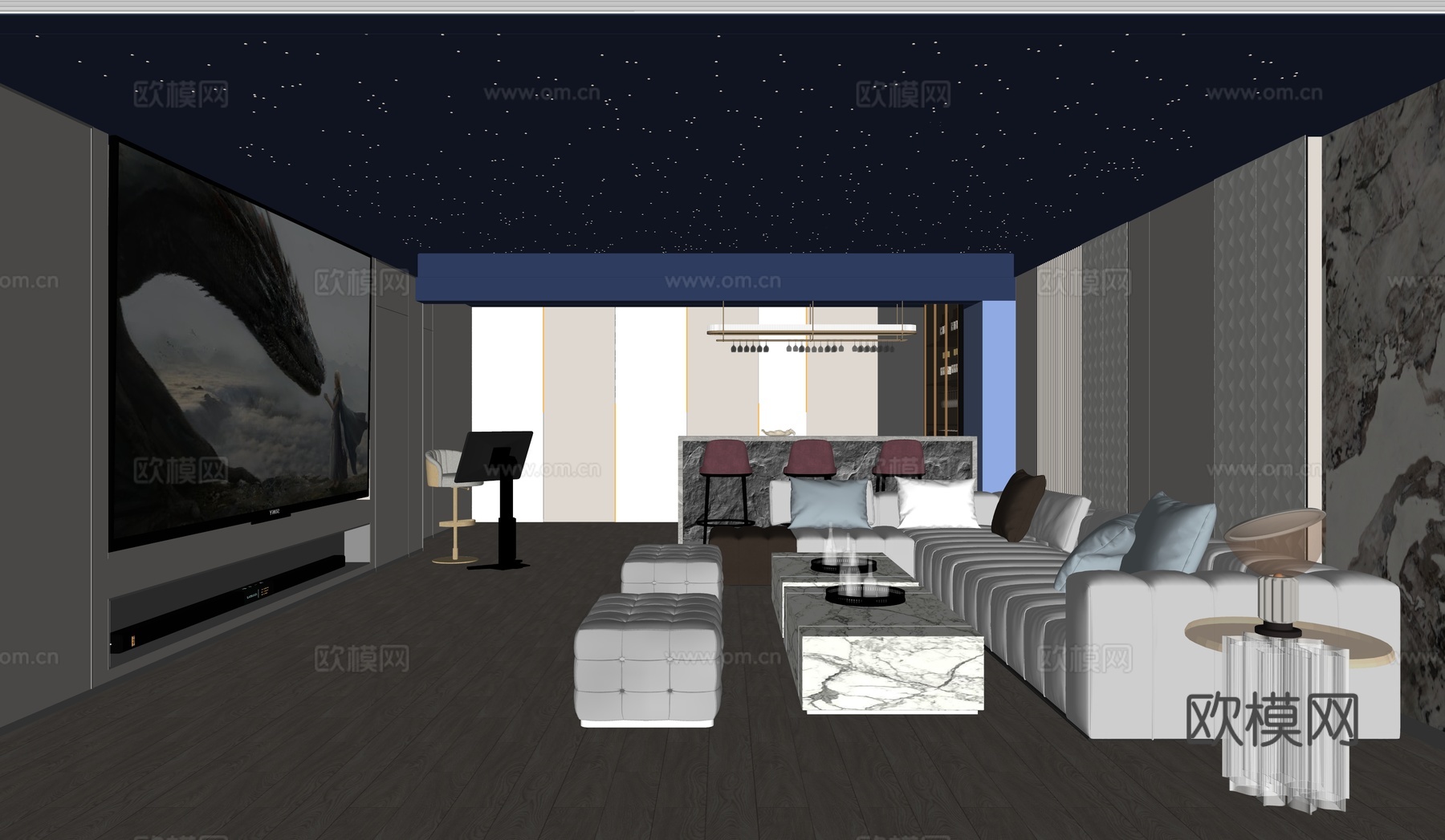 现代潮流影视厅KTVsu模型