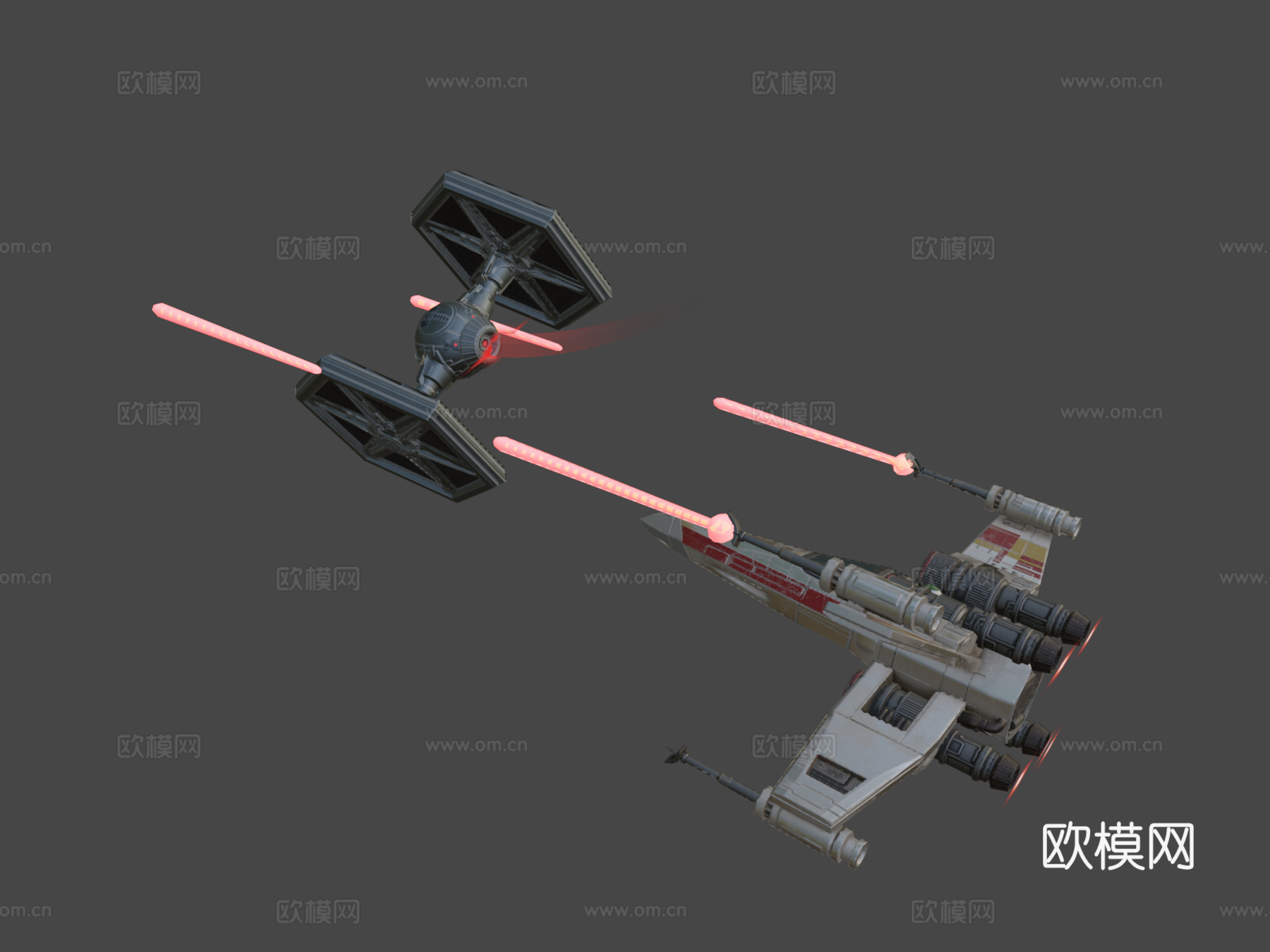 X翼战机vs钛战机3d模型下载（渲染图7）