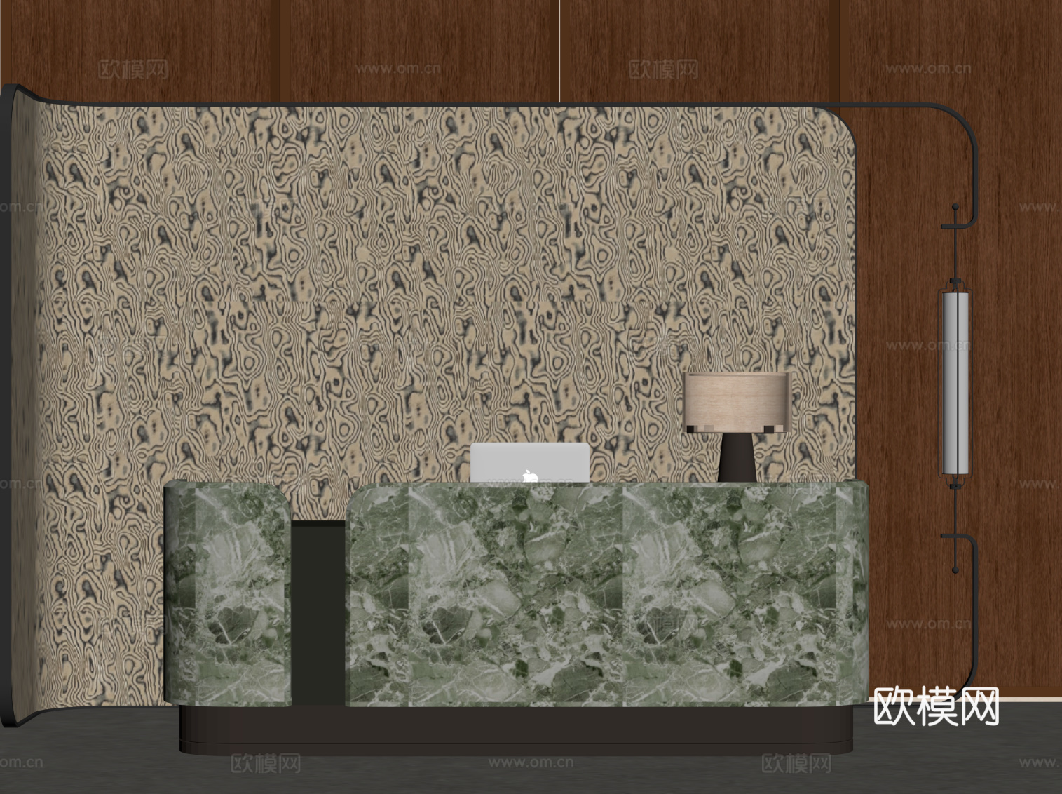 中古风吧台 接待台su模型