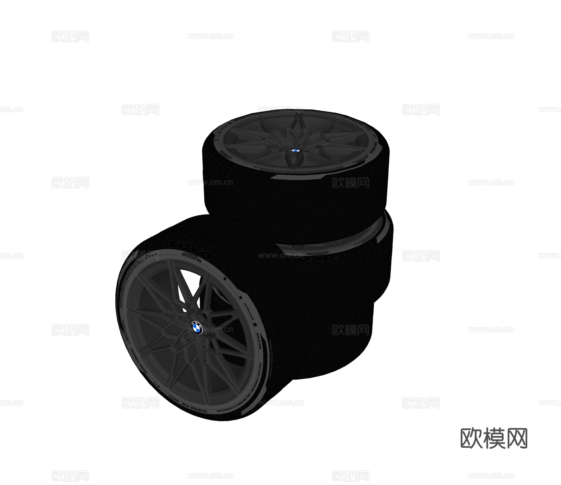 宝马汽车轮胎su模型