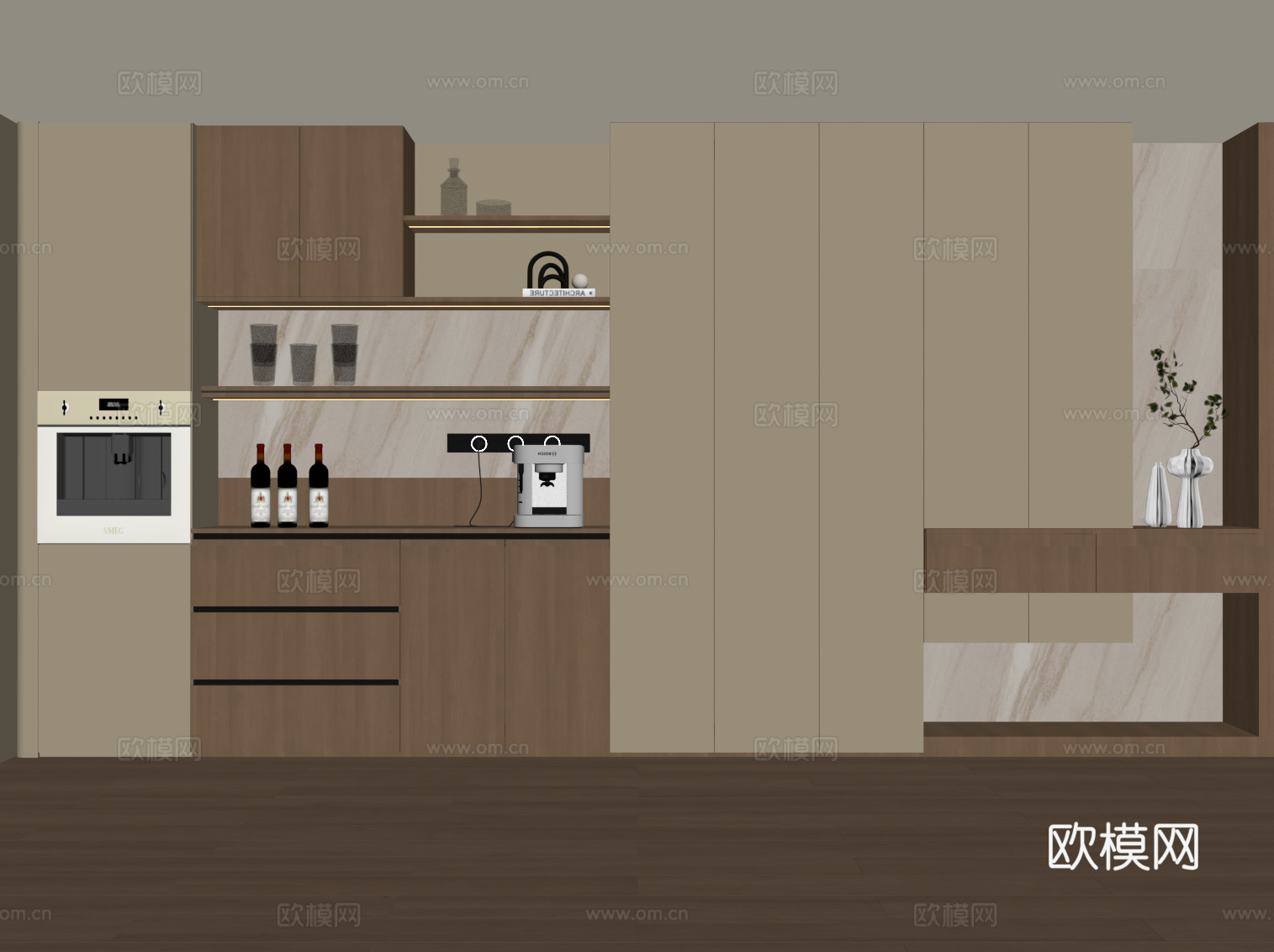 现代入户鞋柜 酒柜su模型